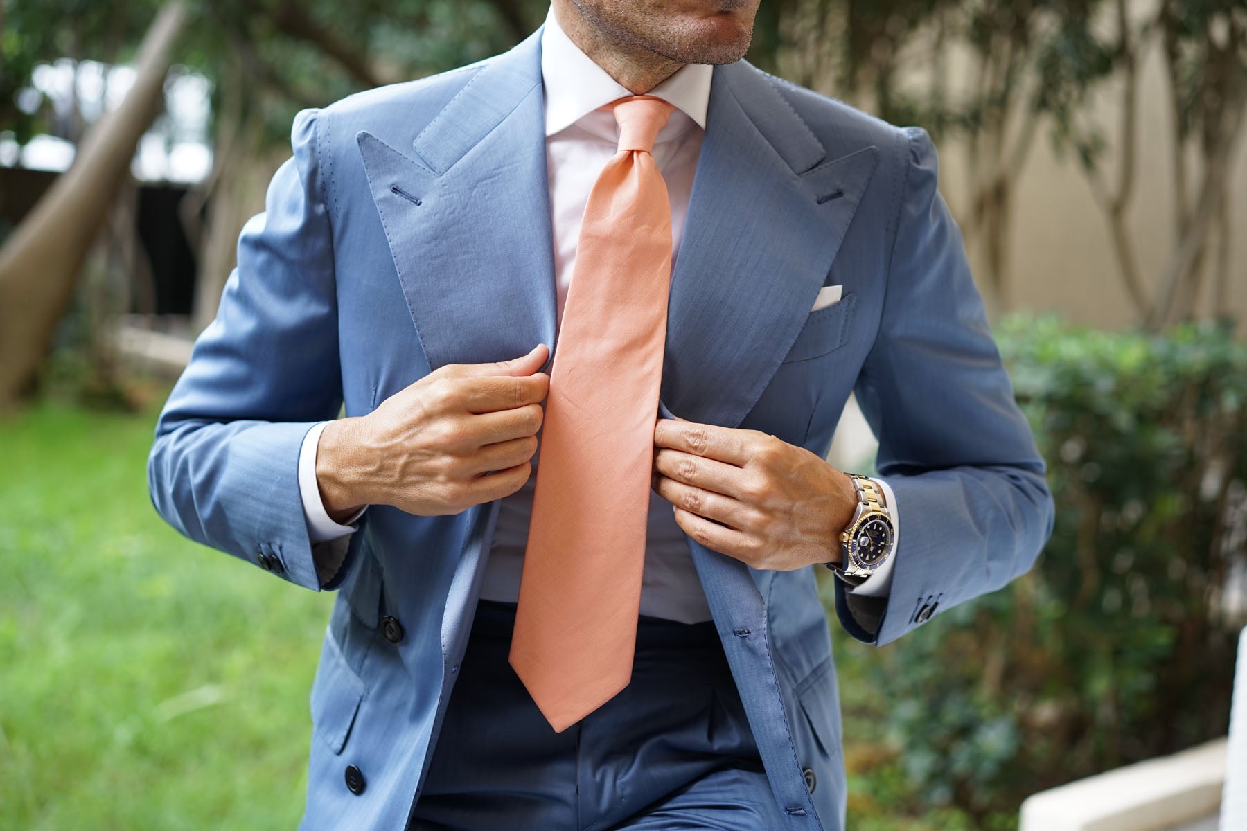 Coral Pink Linen Necktie