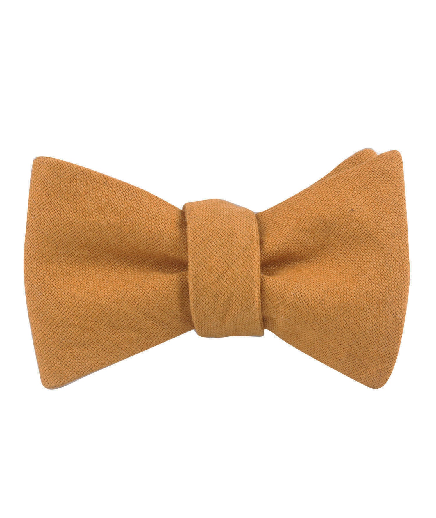 Mustard Yellow Slub Linen Self Bow Tie