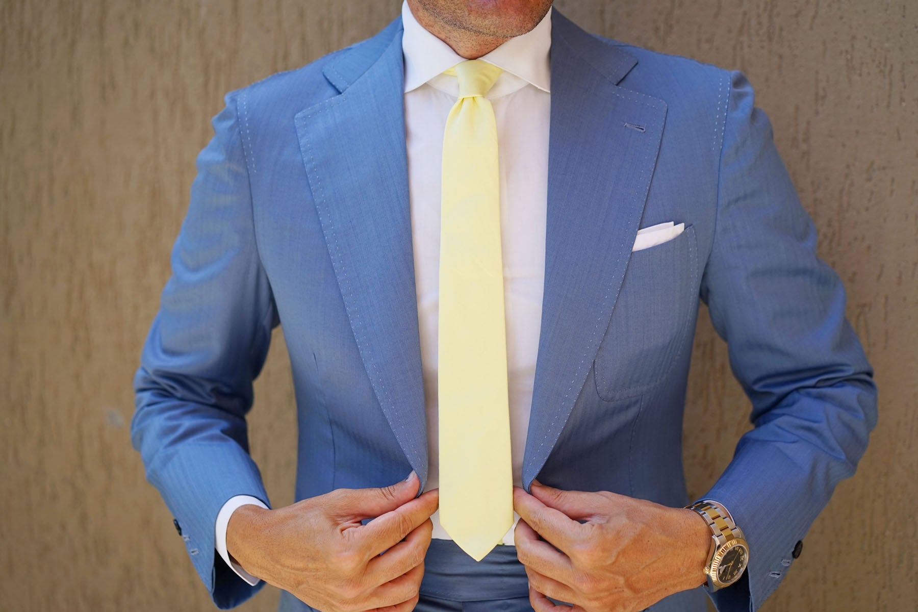 Pastel Yellow Cotton Skinny Tie