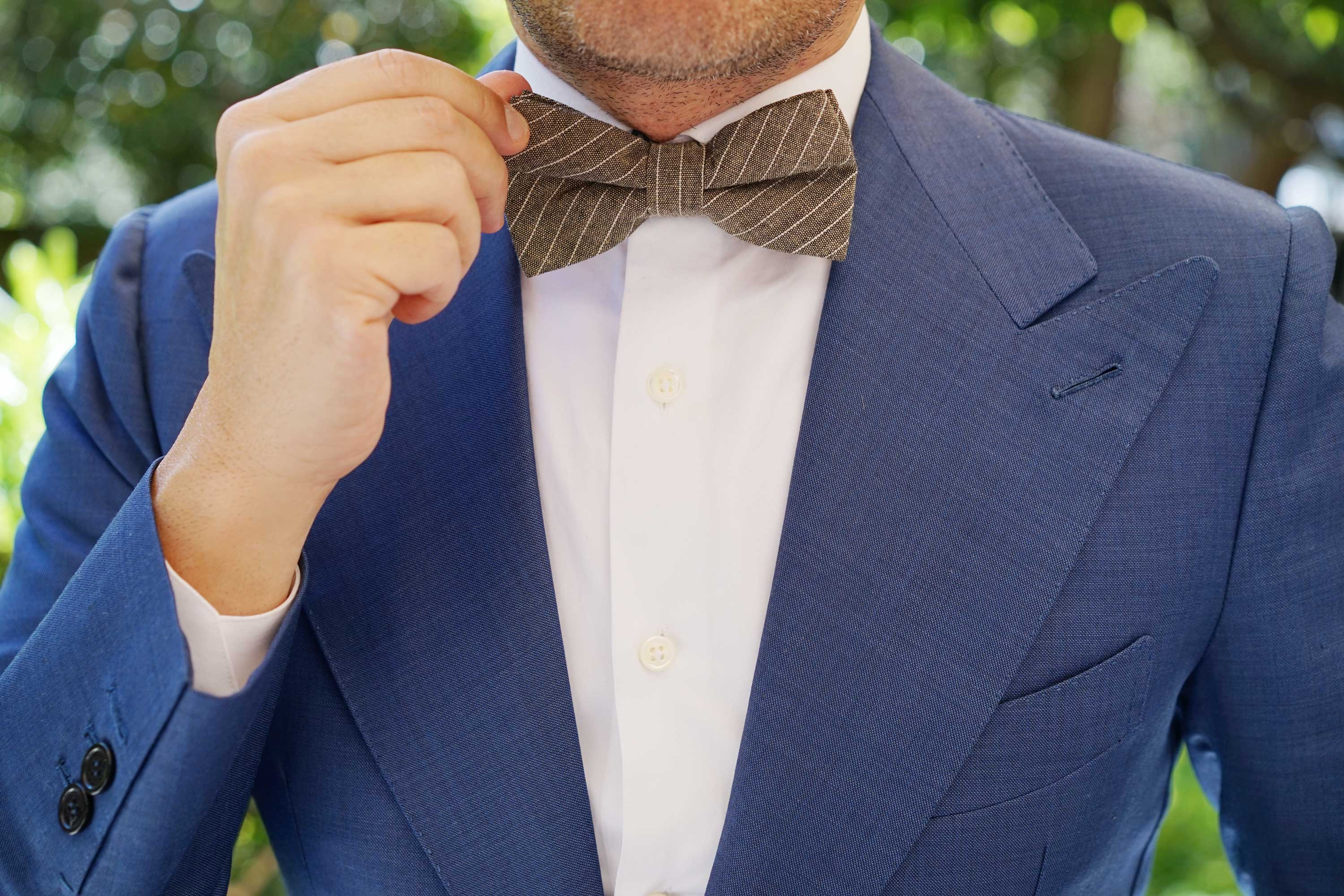 Sandman Linen Pinstripe Bow Tie