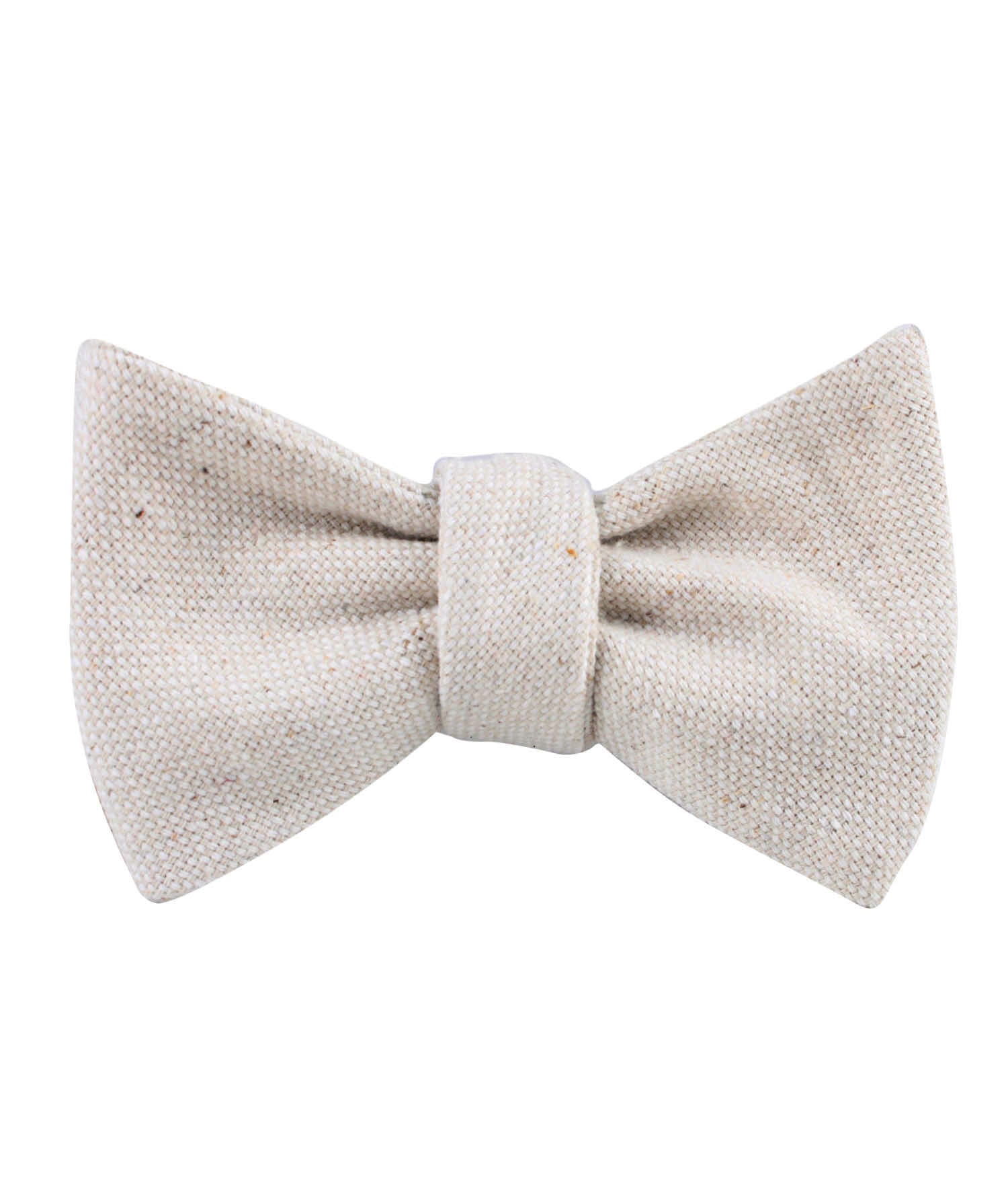 Dry Khaki White Linen Self Bow Tie