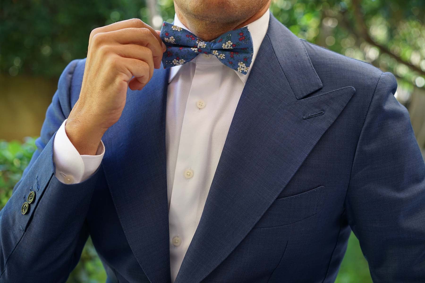 Ravenna Blue Floral Bow Tie