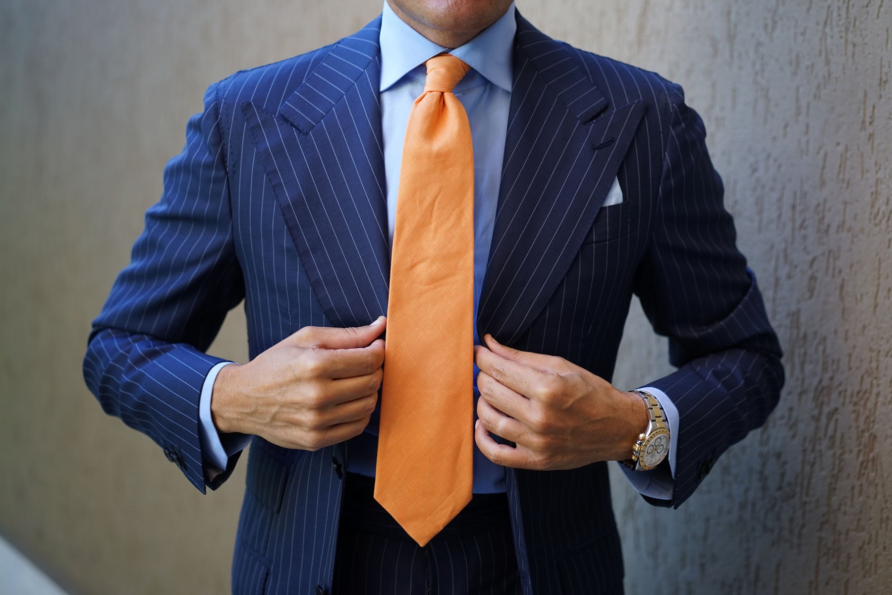 Orange Amber Slub Linen Necktie