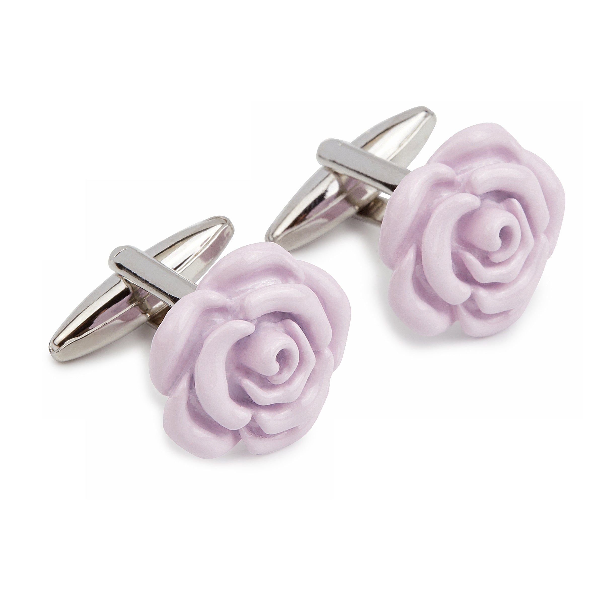 Lilac Purple Rose Metal Cufflinks