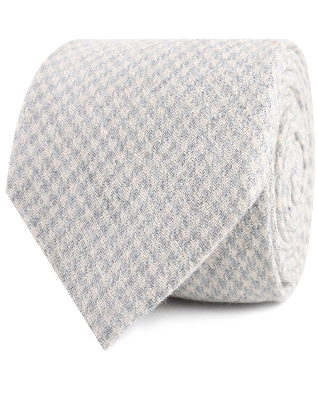 Gray Houndstooth Khaki Linen Tie