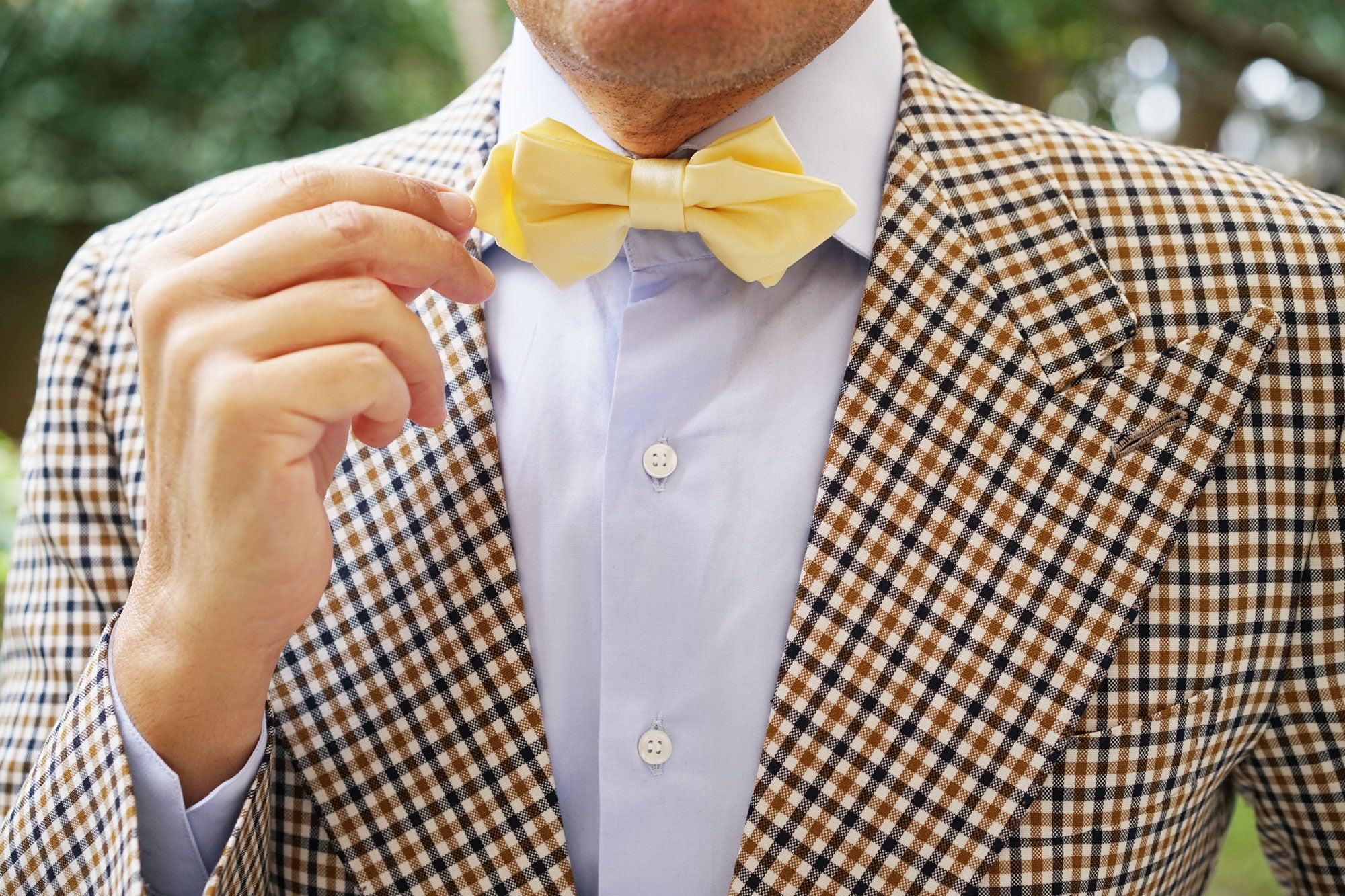 Light Yellow Satin Diamond Bow Tie