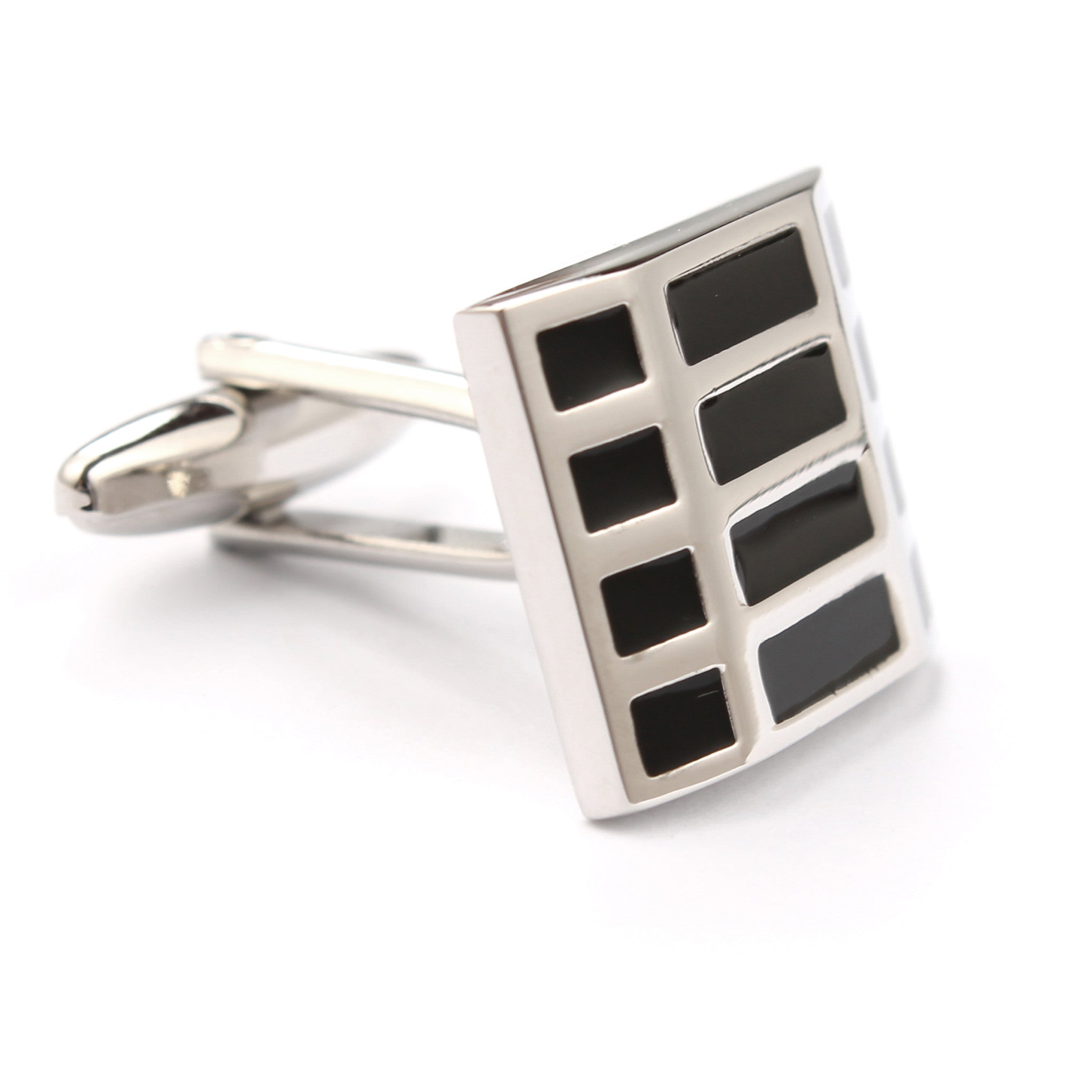 Black and Silver Rectangle Cufflinks