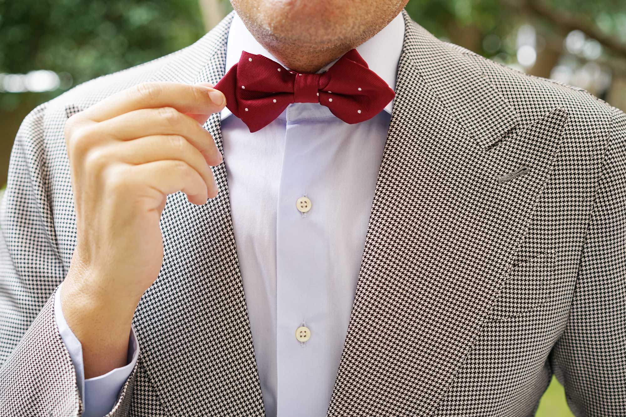 Maroon with White Polka Dots Diamond Bow Tie