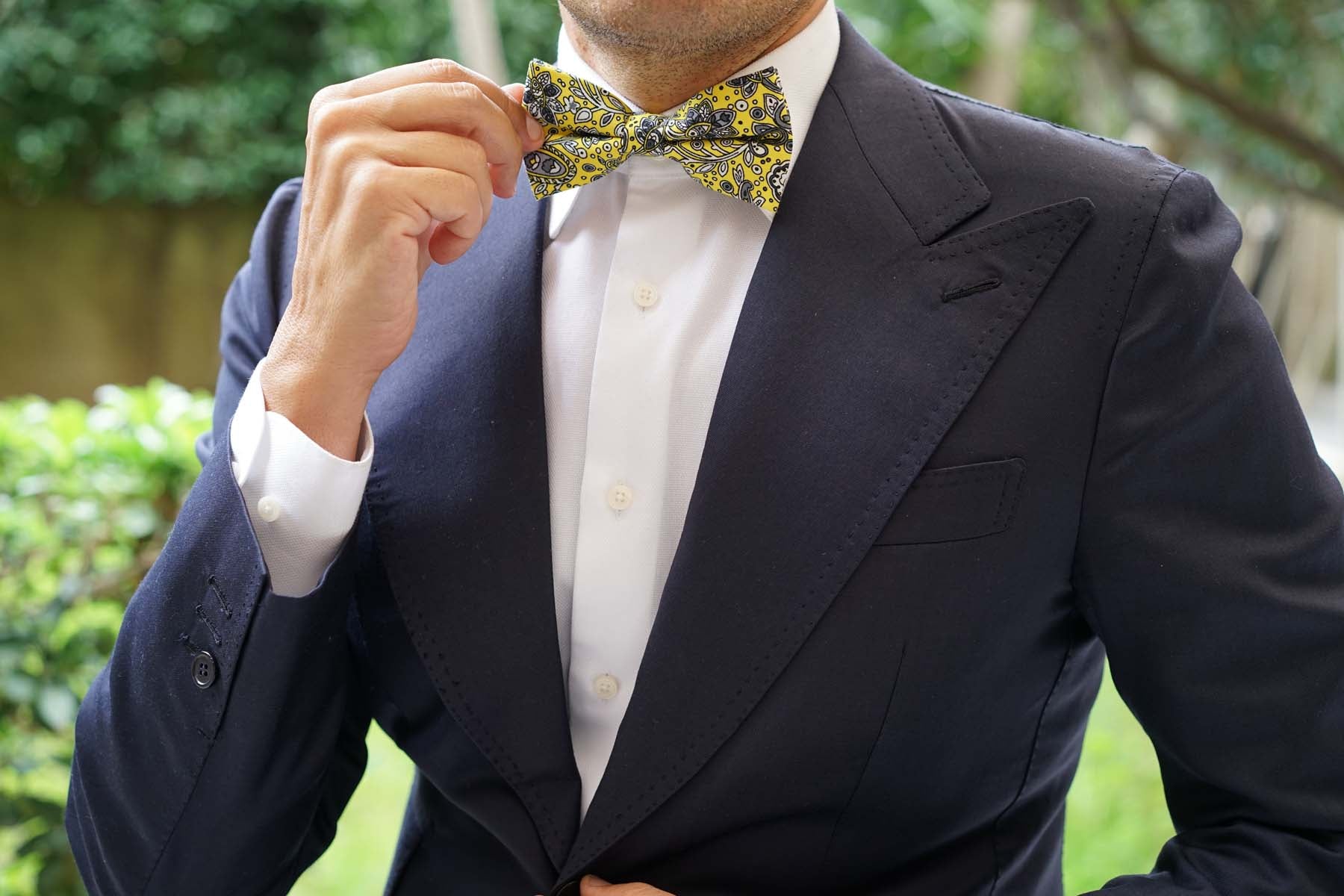 Cyrus Yellow Paisley Bow Tie