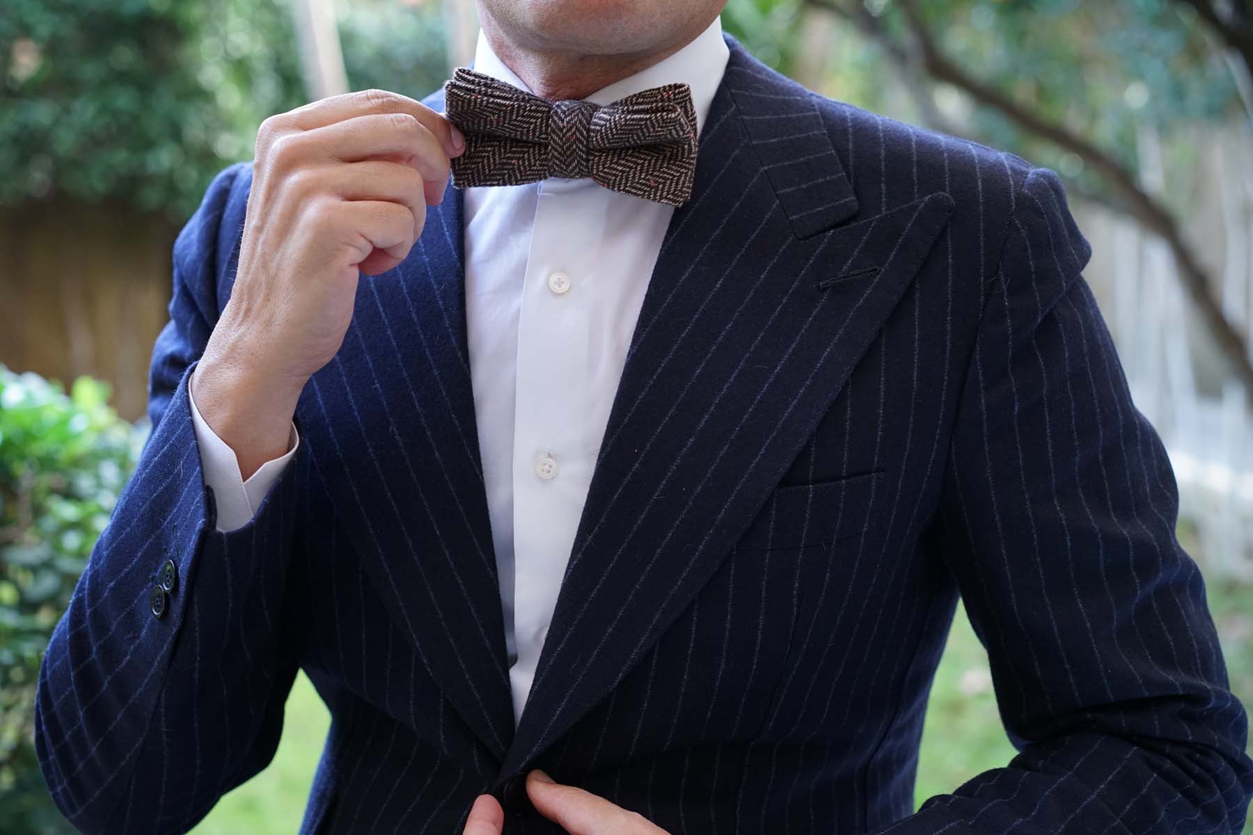 Herringbone Chestnut Wool Bow Tie