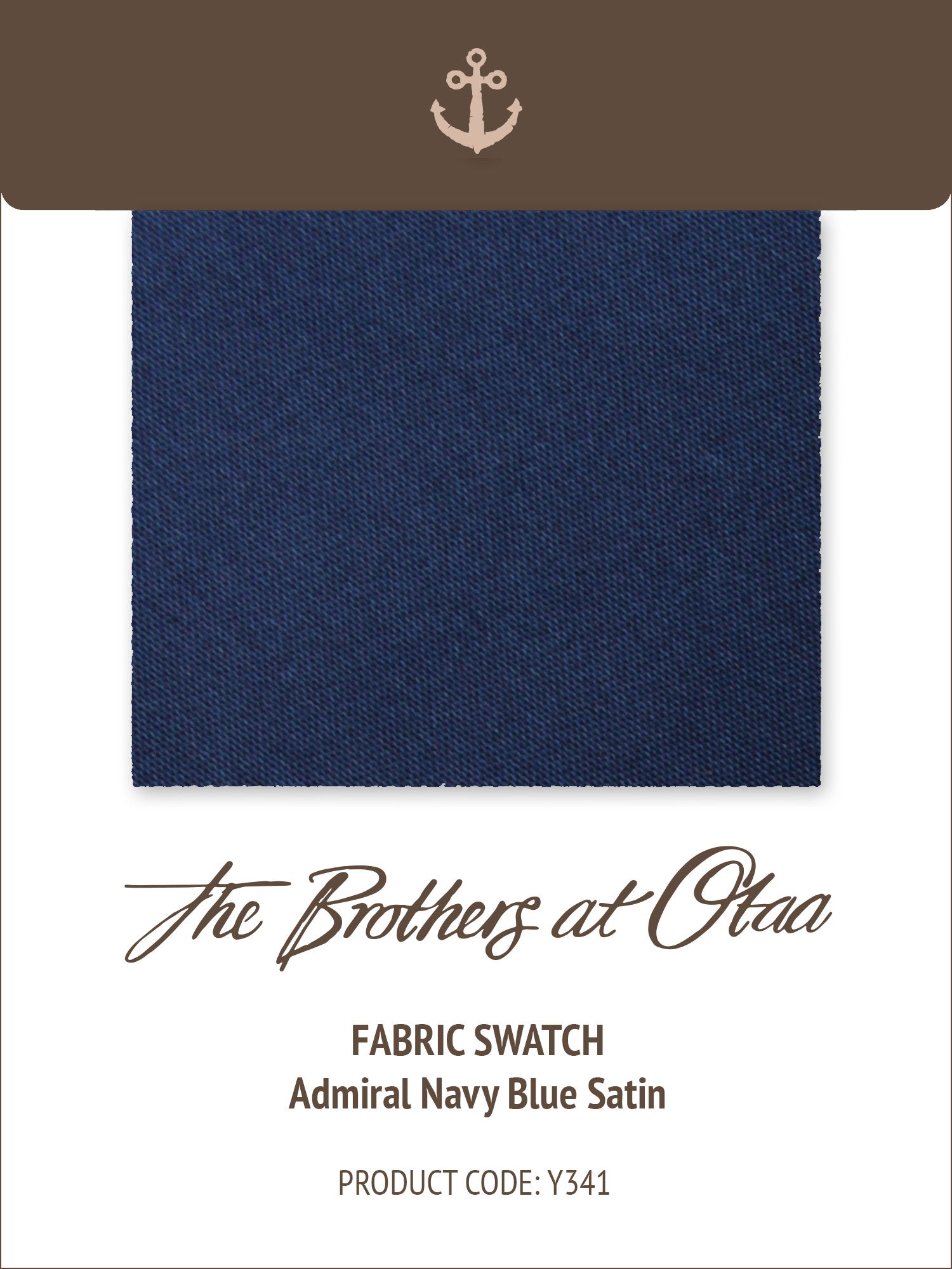 Fabric Swatch (Y341) - Admiral Navy Blue Satin