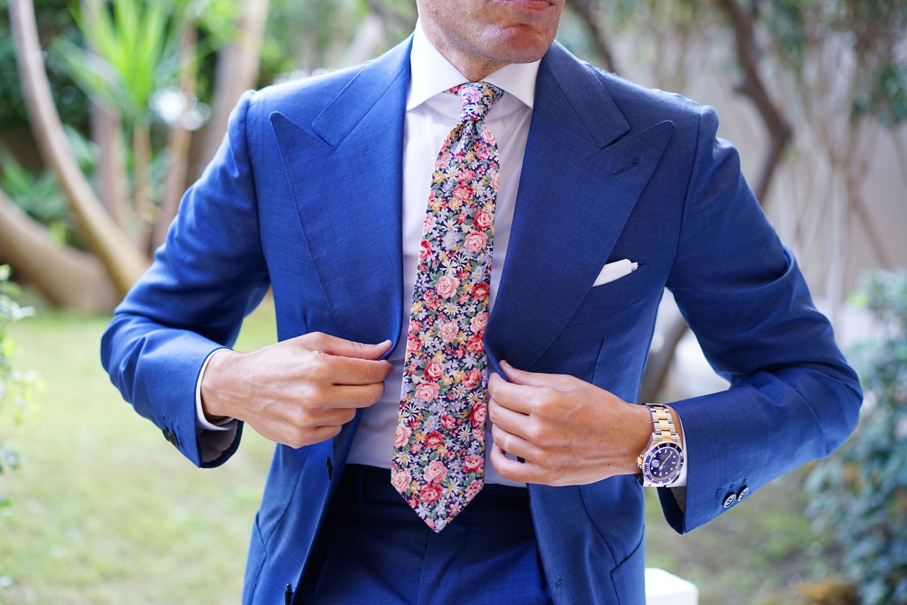 Pink Chrysanthemum Floral Tie