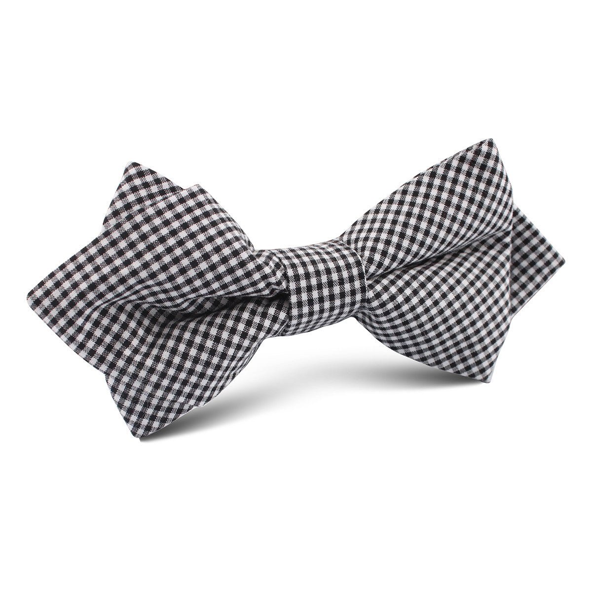 Black Gingham Cotton Diamond Bow Tie