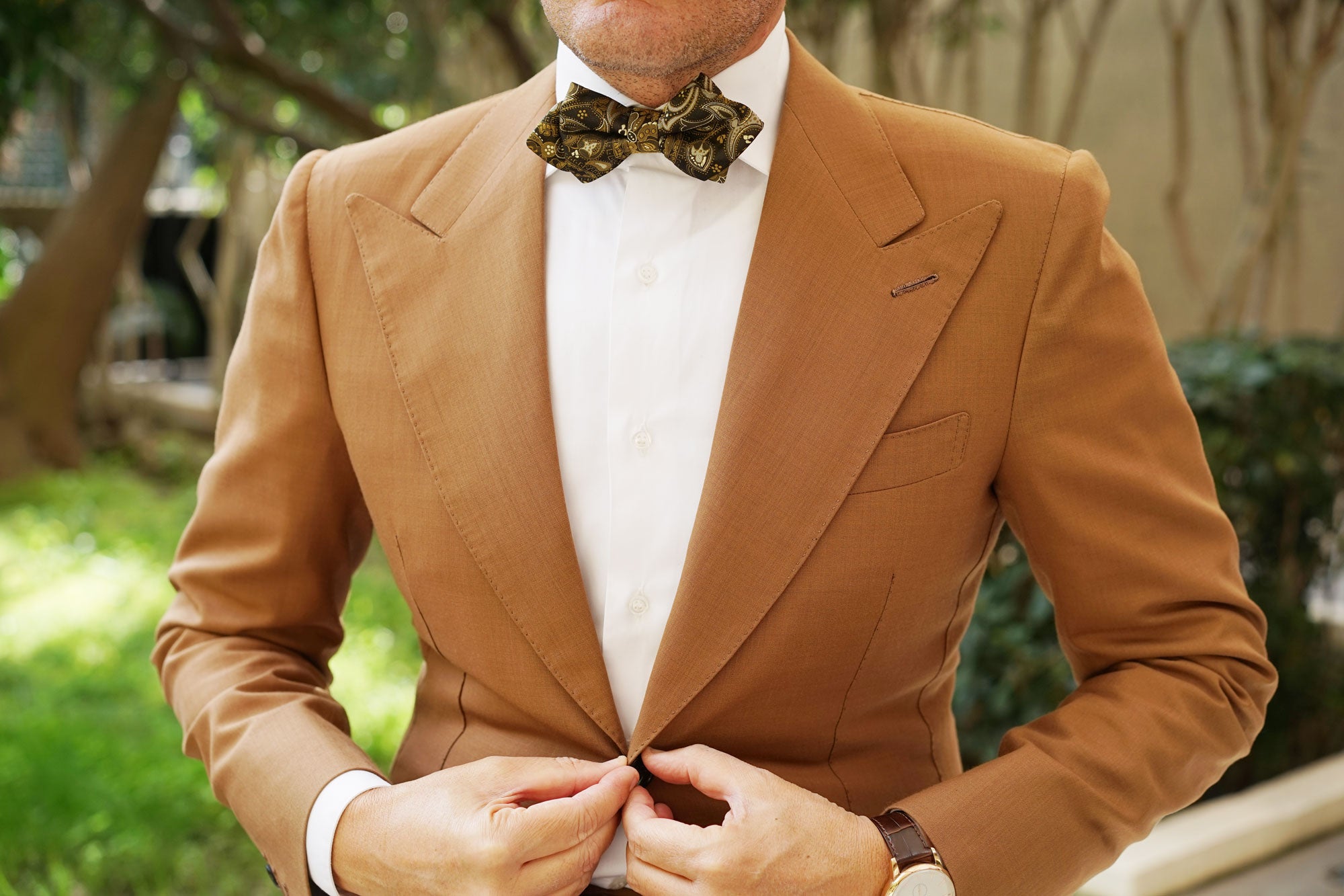 Persian Paisley Brown Diamond Bow Tie