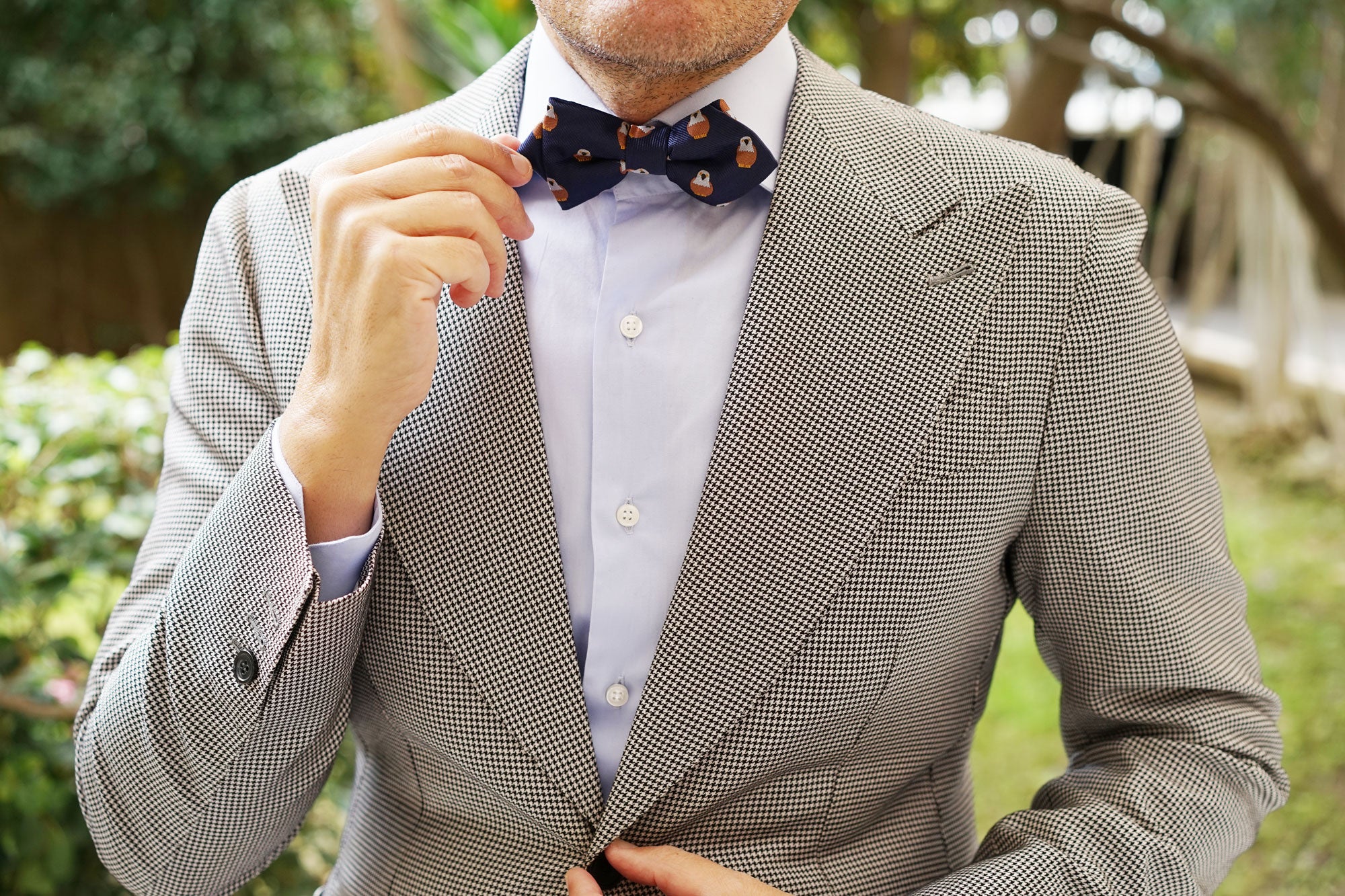 Brown Pigeon Bird Diamond Bow Tie