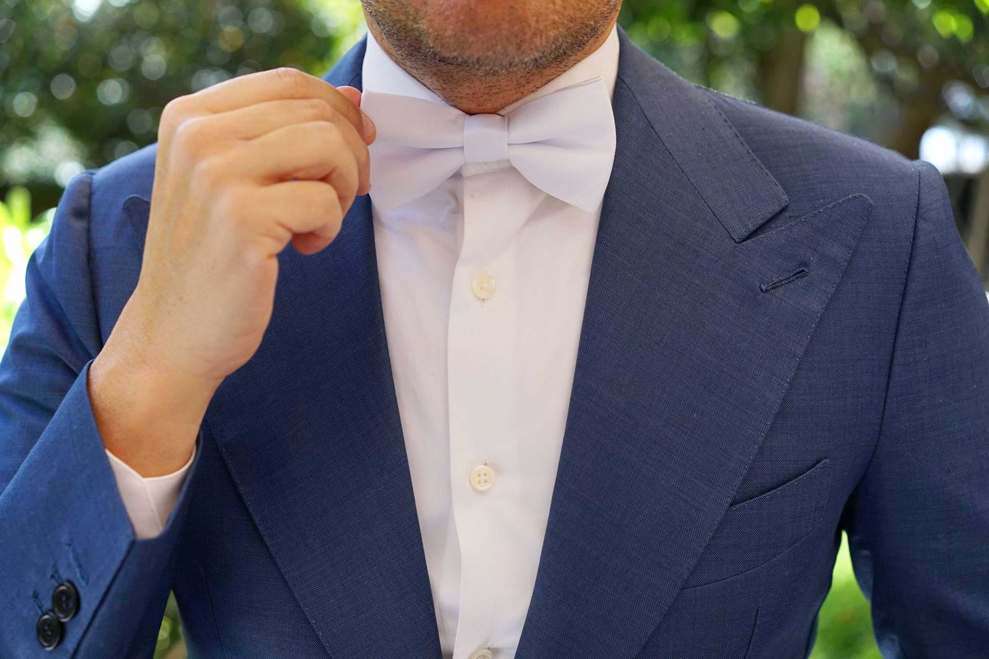 White Satin Bow Tie