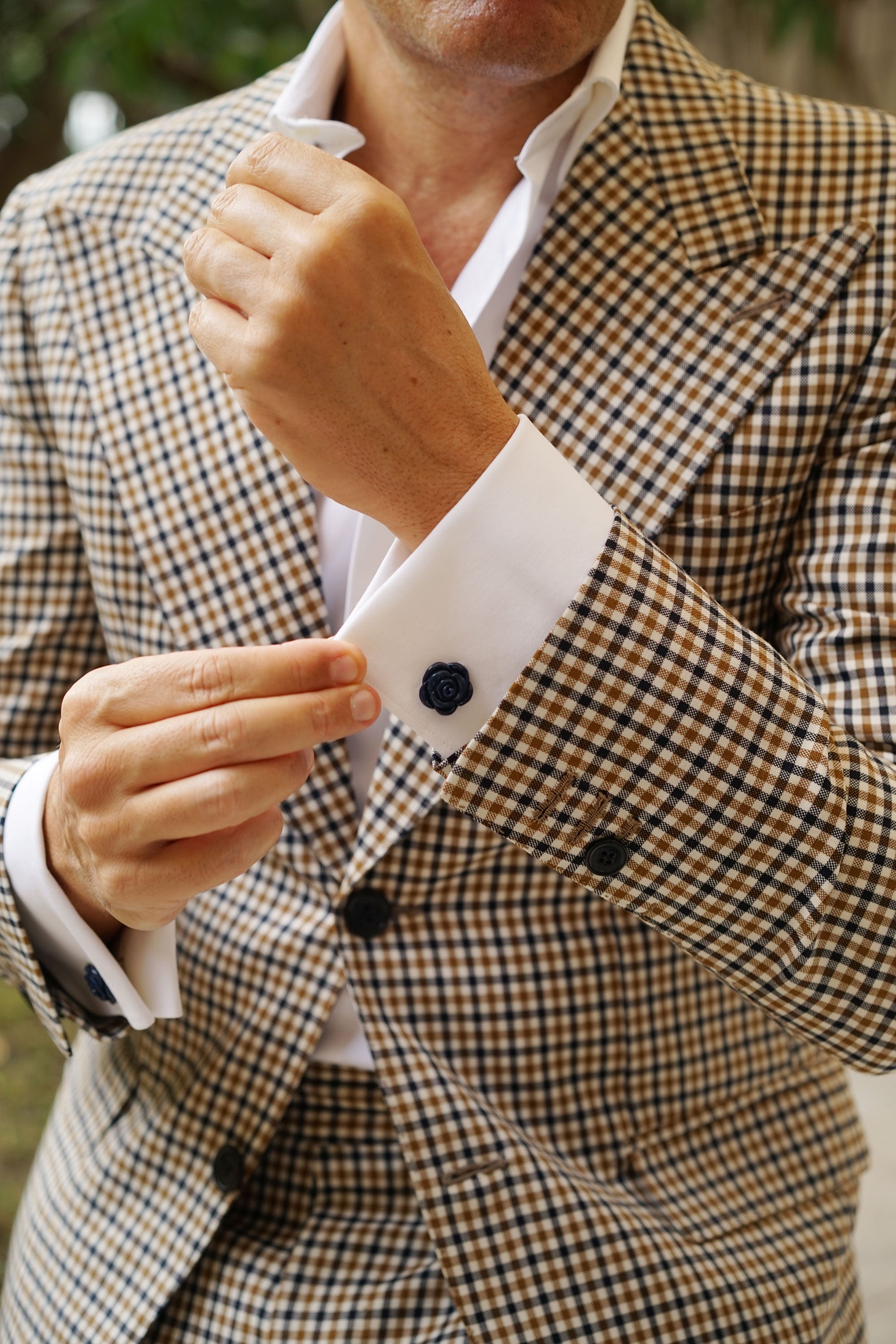 Navy Blue Rose Metal Cufflinks