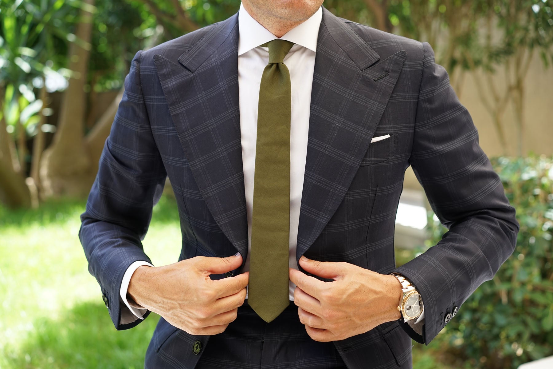 Army Green Cotton Skinny Tie