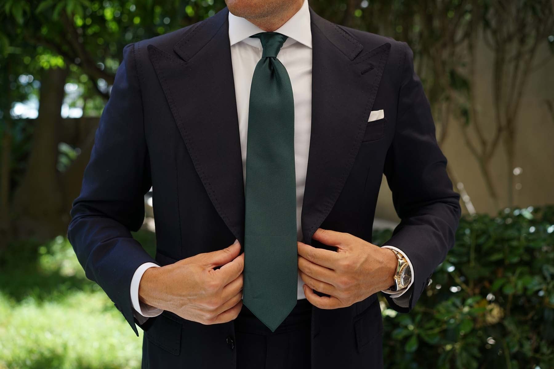 Dark Green Basket Weave Necktie