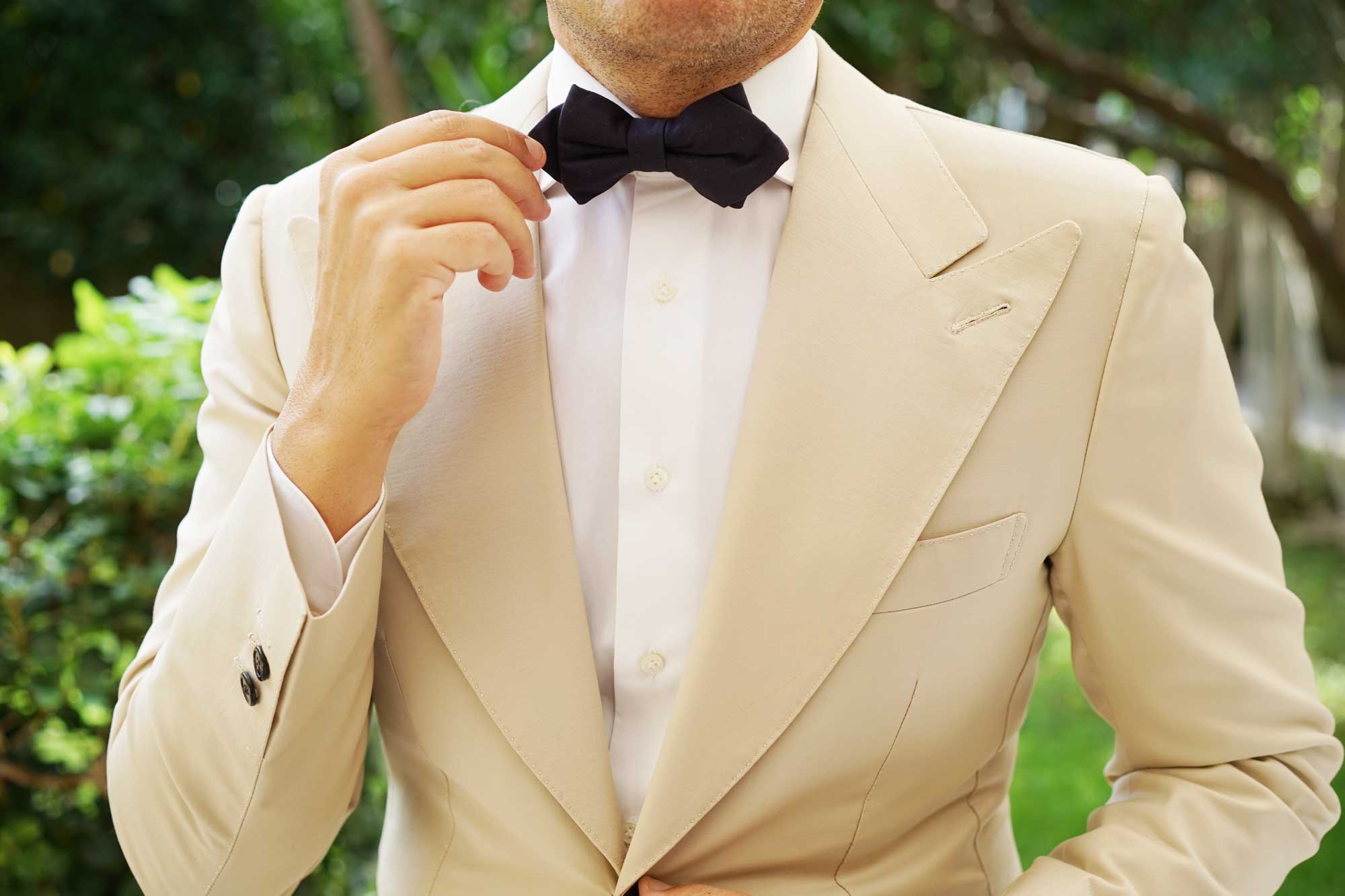 Navy Blue Cotton Diamond Bow Tie