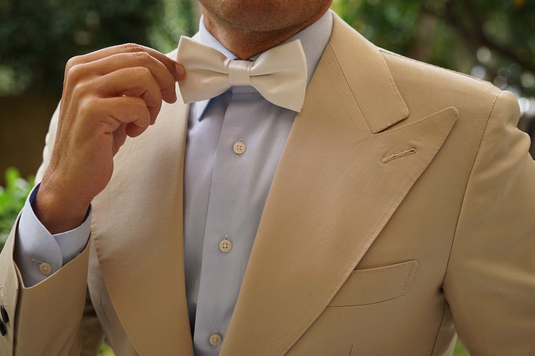 Ivory Satin Bow Tie