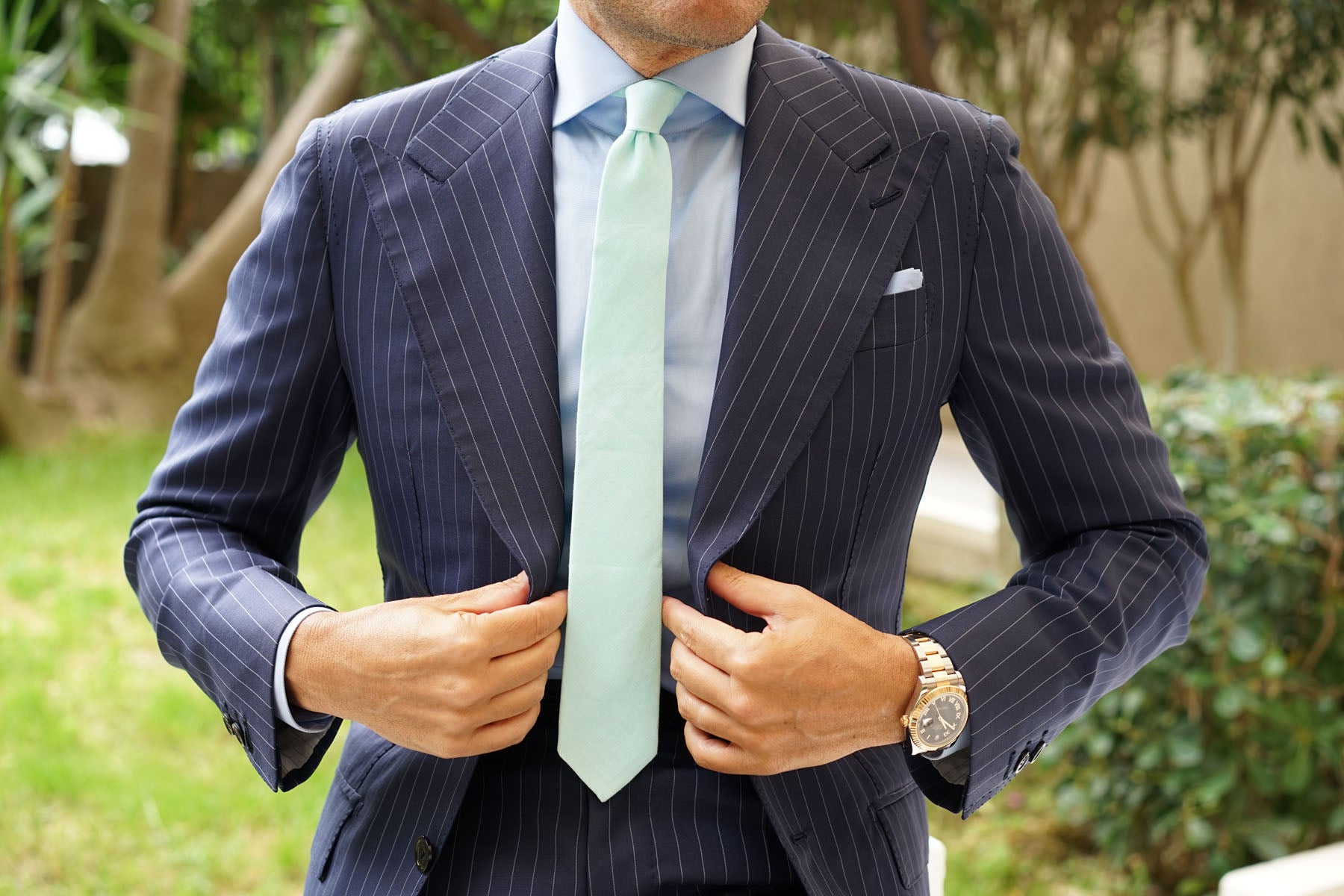 Mint Green Linen Skinny Tie