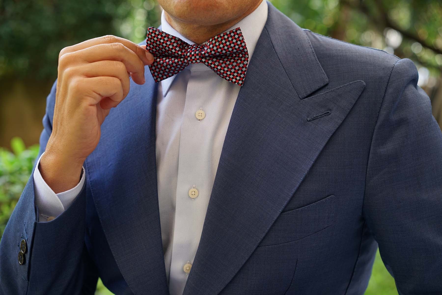 Navy and Light Blue Red Checkered - Bow Tie