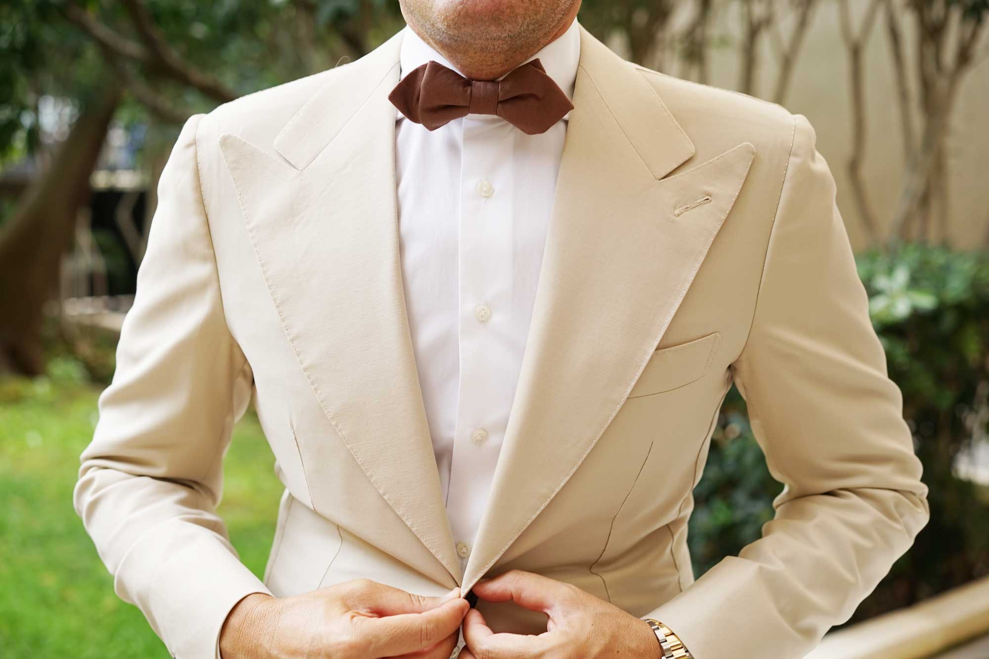 Brown Cotton Diamond Bow Tie