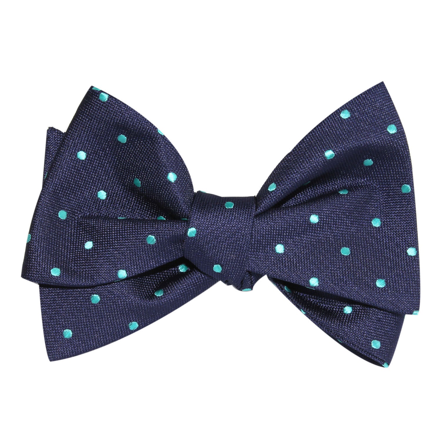 Navy Blue with Mint Blue Polka Dots Self Tie Bow Tie