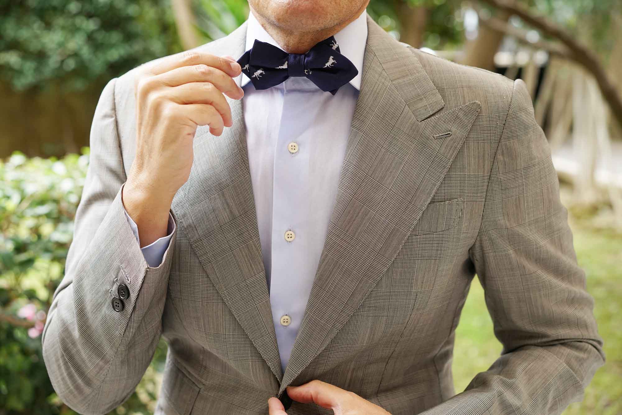 Navy Blue Race Horse Diamond Bow Tie