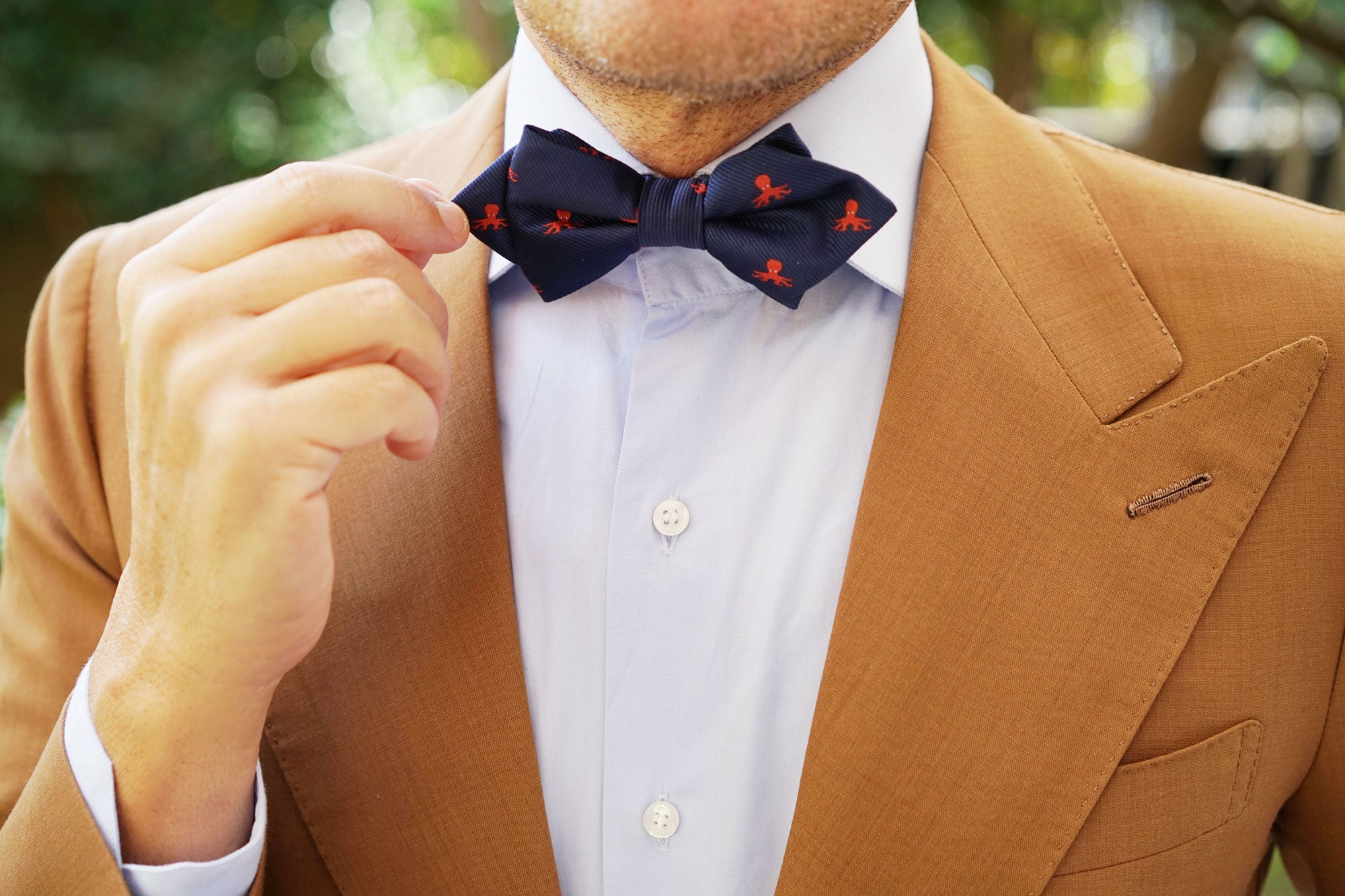 Caribbean Coral Octopus Diamond Bow Tie