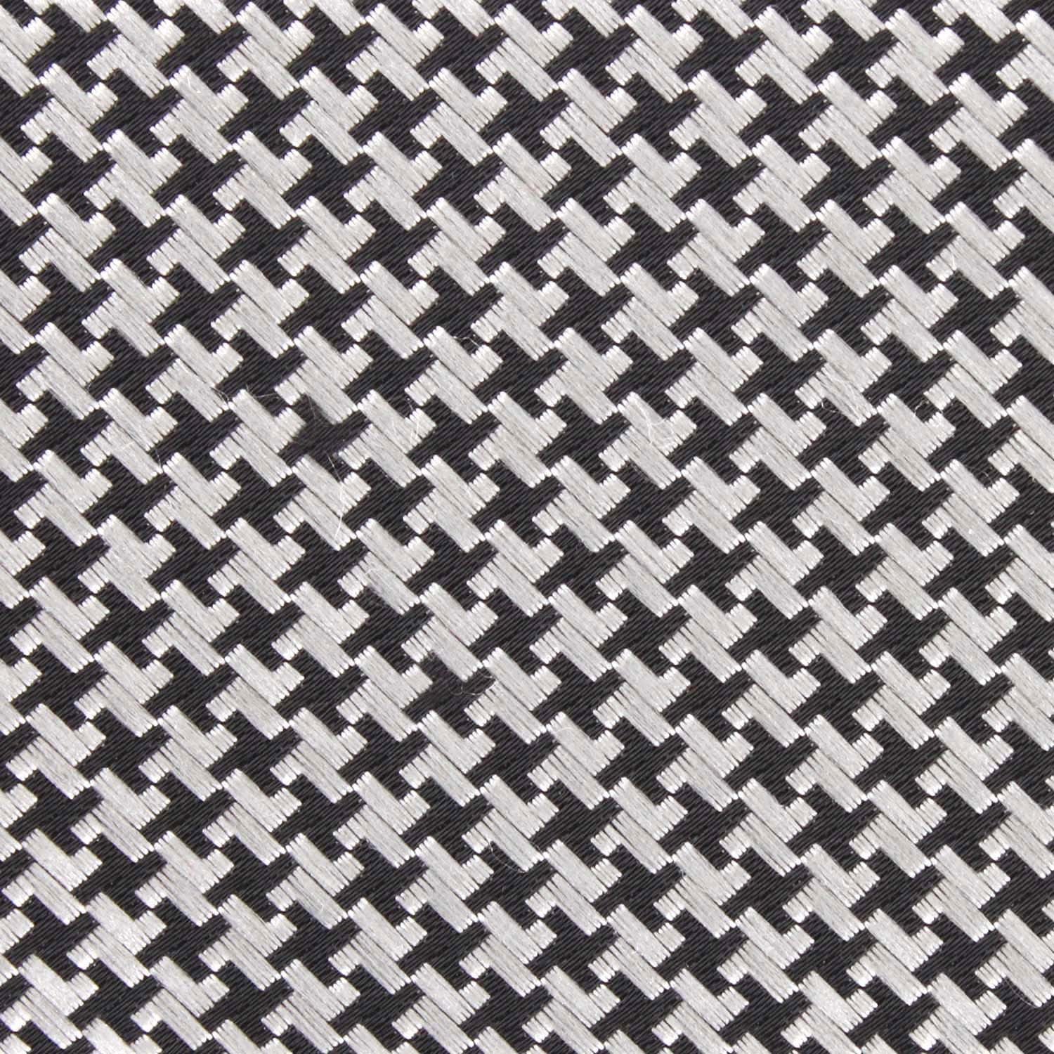 Black & Silver Houndstooth Pattern Pocket Square