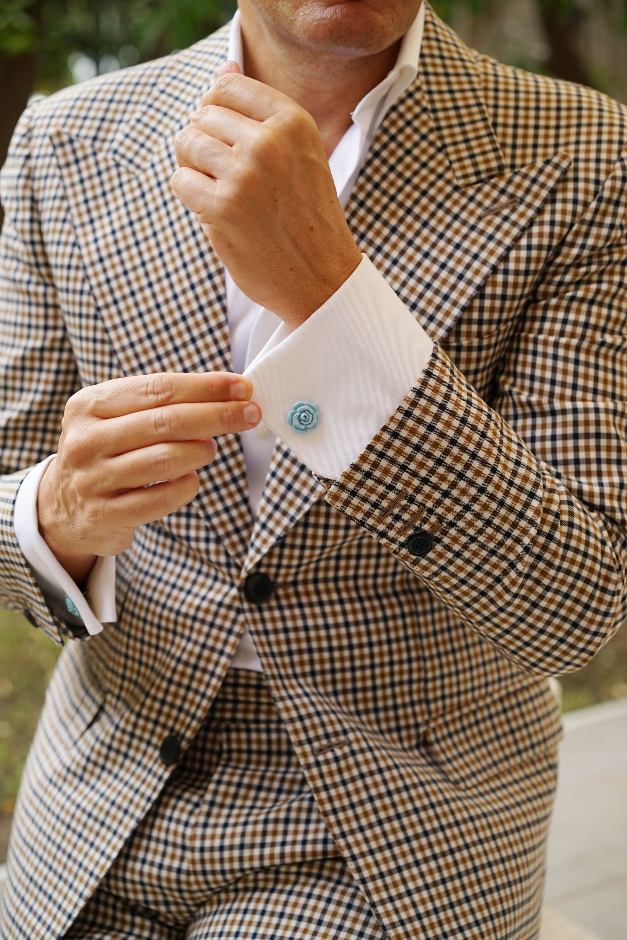 Baby Blue Rose Metal Cufflinks