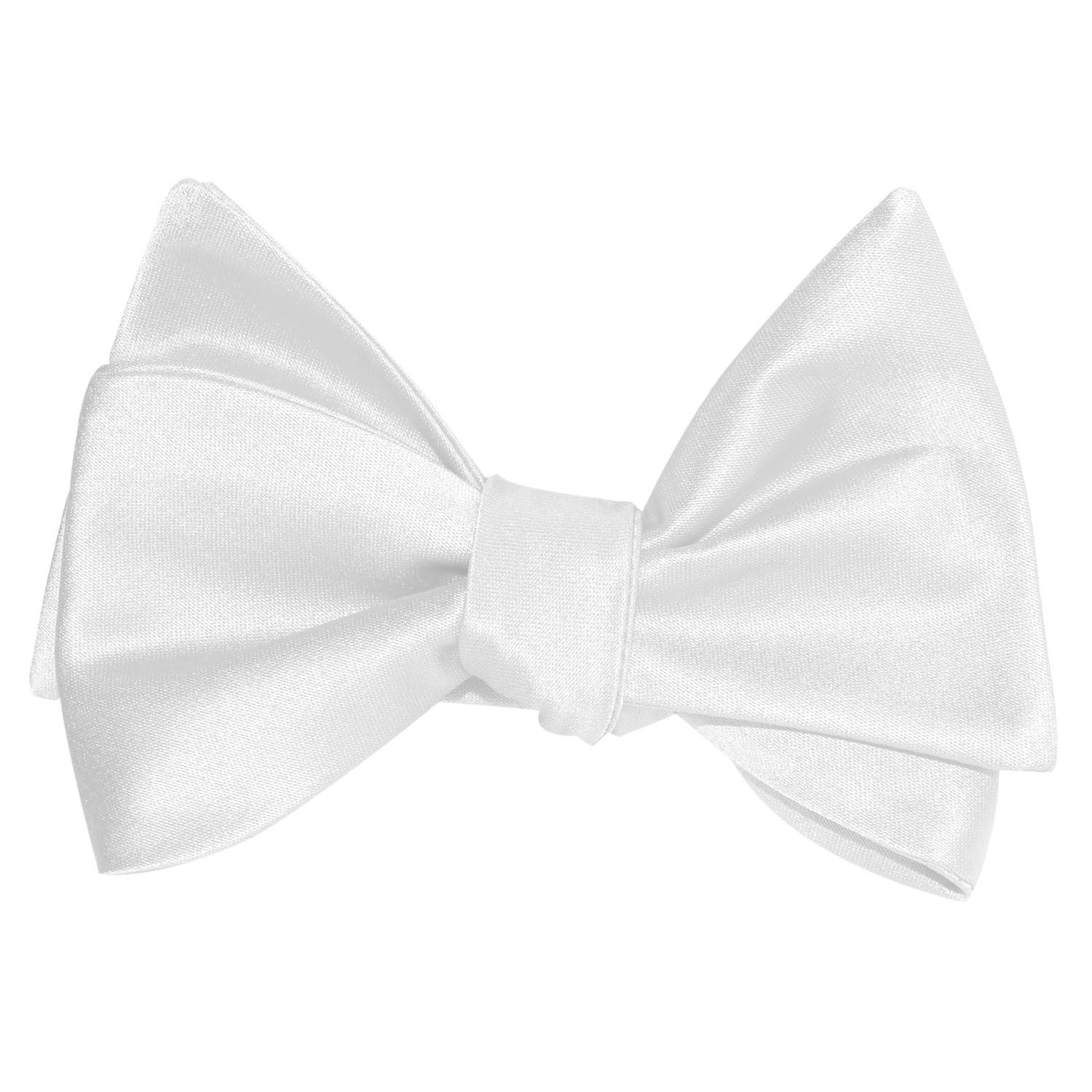 White Satin Self Tie Bow Tie