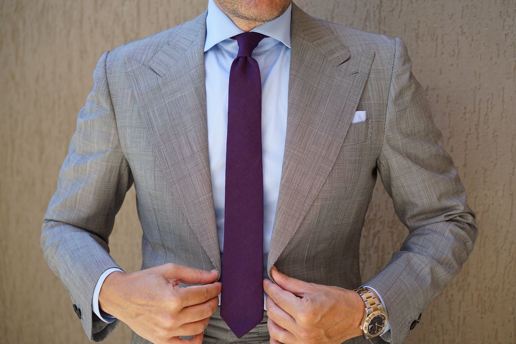 Purple Plum Slub Linen Skinny Tie