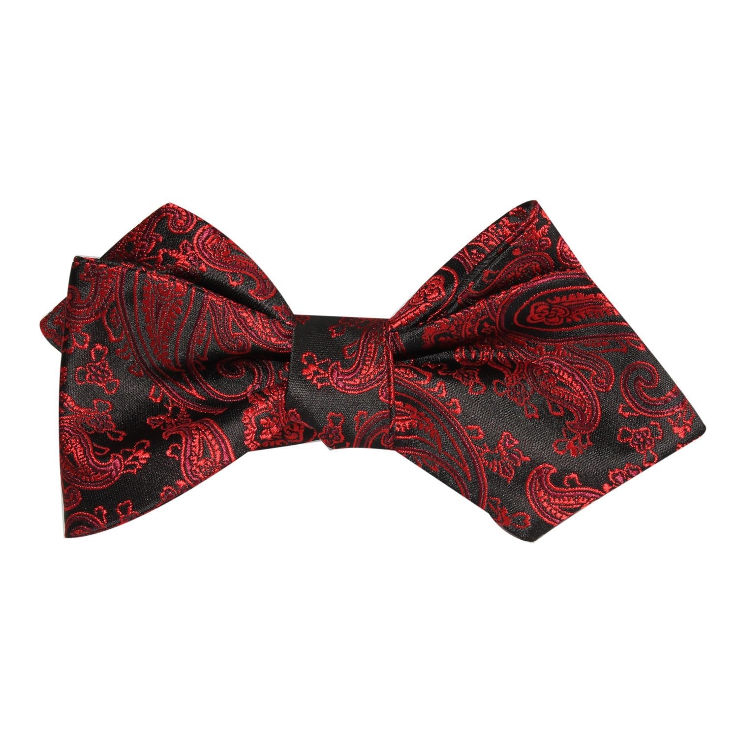 Paisley Red and Black Self Tie Diamond Tip Bow Tie