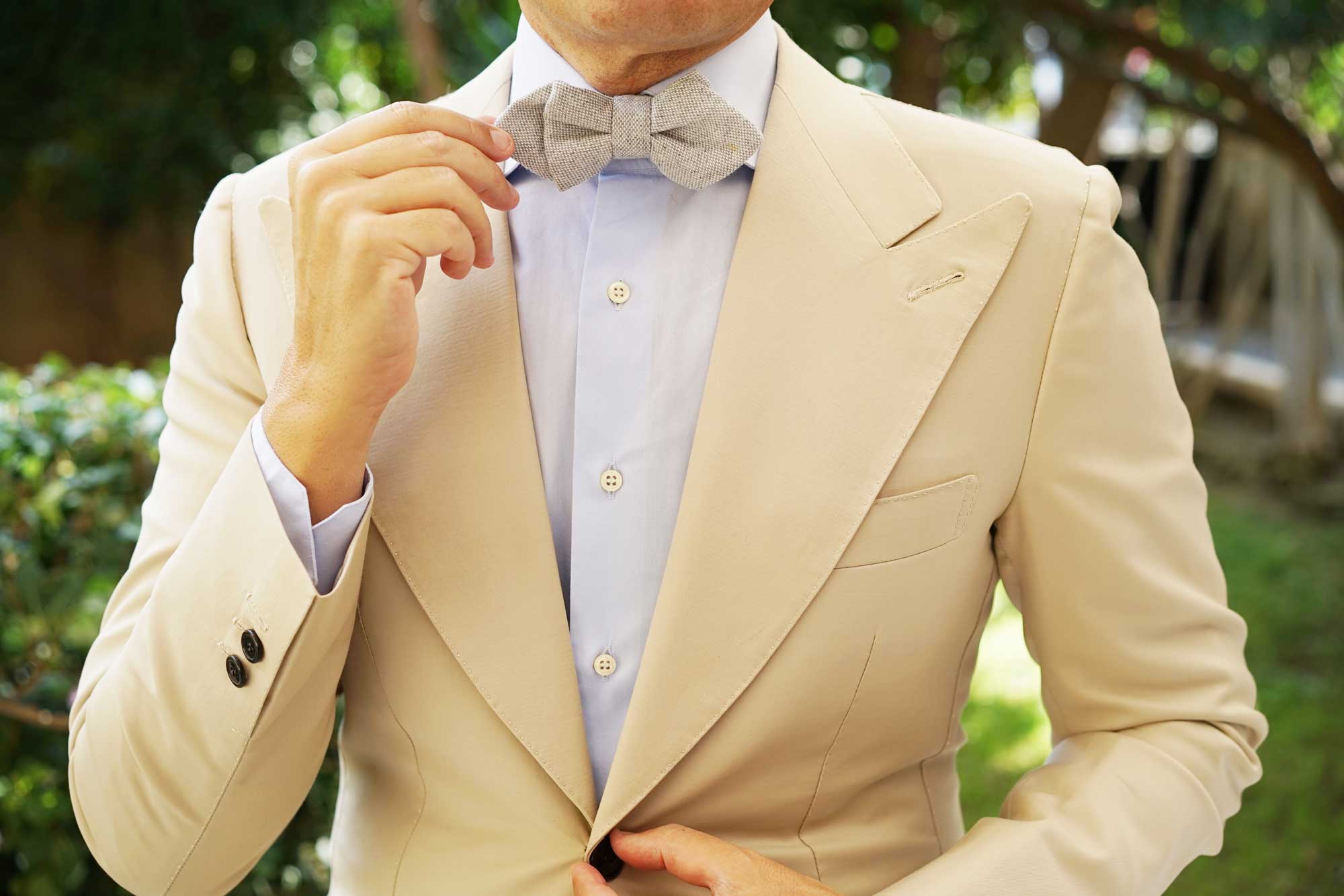 Dry Grey Donegal Linen Diamond Bow Tie