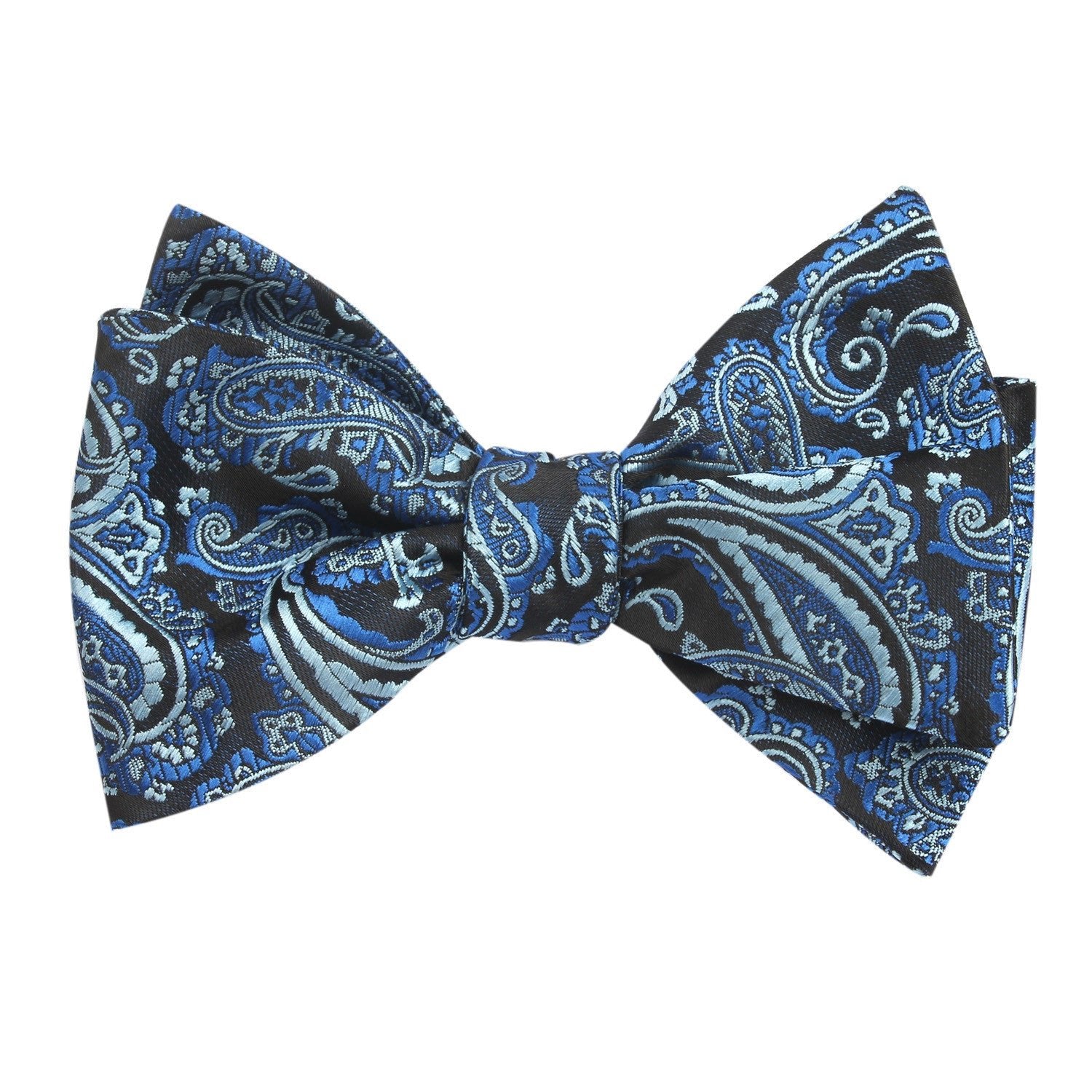 Paisley Black and Blue Bow Tie Untied