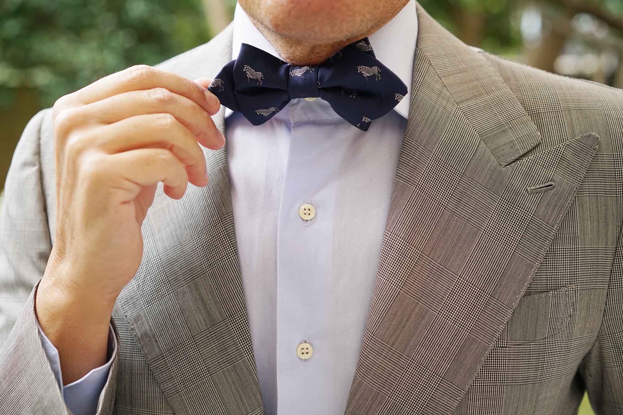 Navy Blue Zebra Diamond Bow Tie