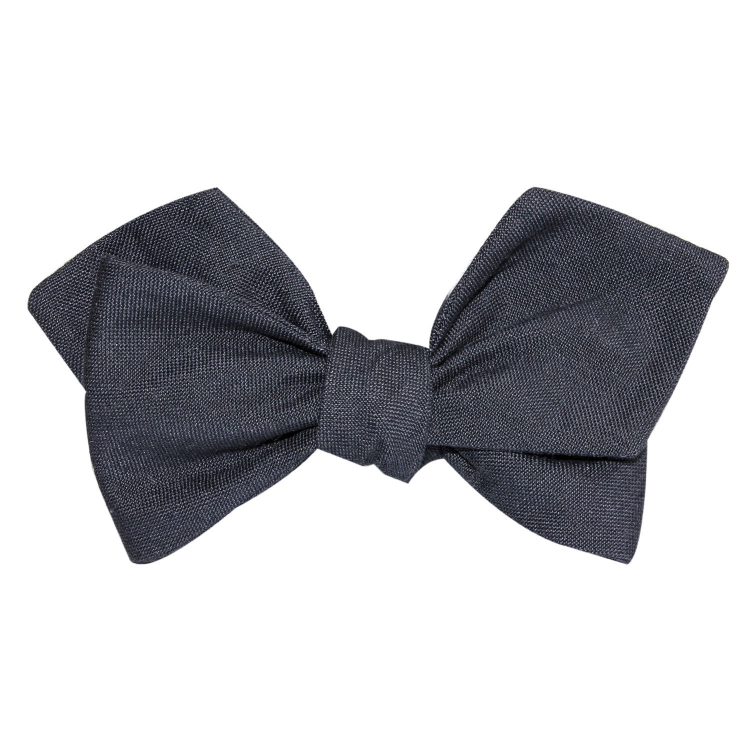 Charcoal Grey Slub Linen Self Tie Diamond Tip Bow Tie