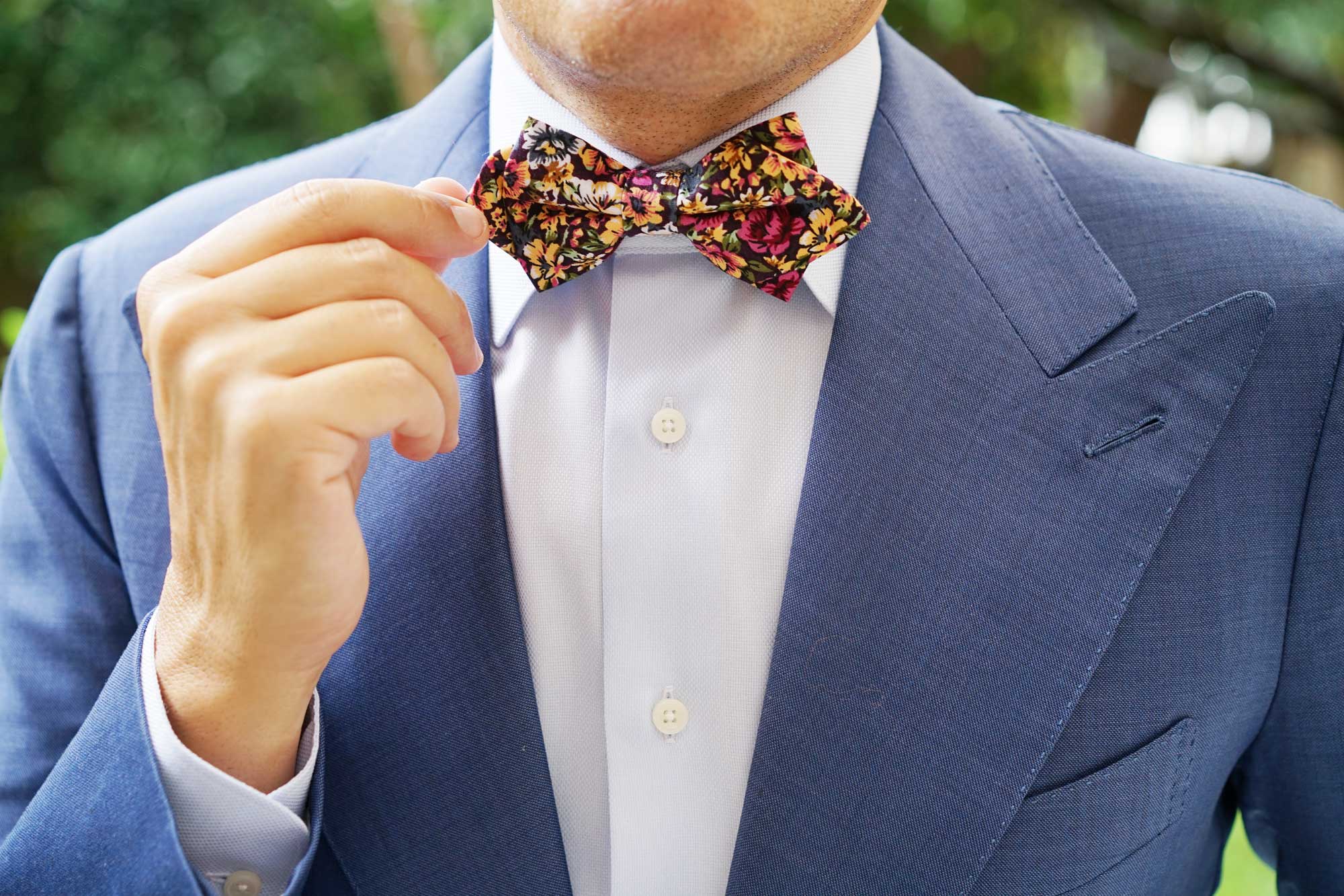 Orange Flowering Maple Diamond Bow Tie