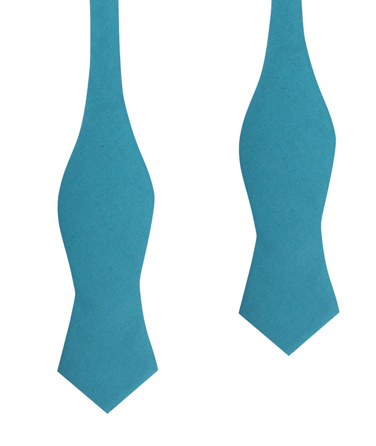 Teal Slub Linen Self Tie Diamond Tip Bow Tie