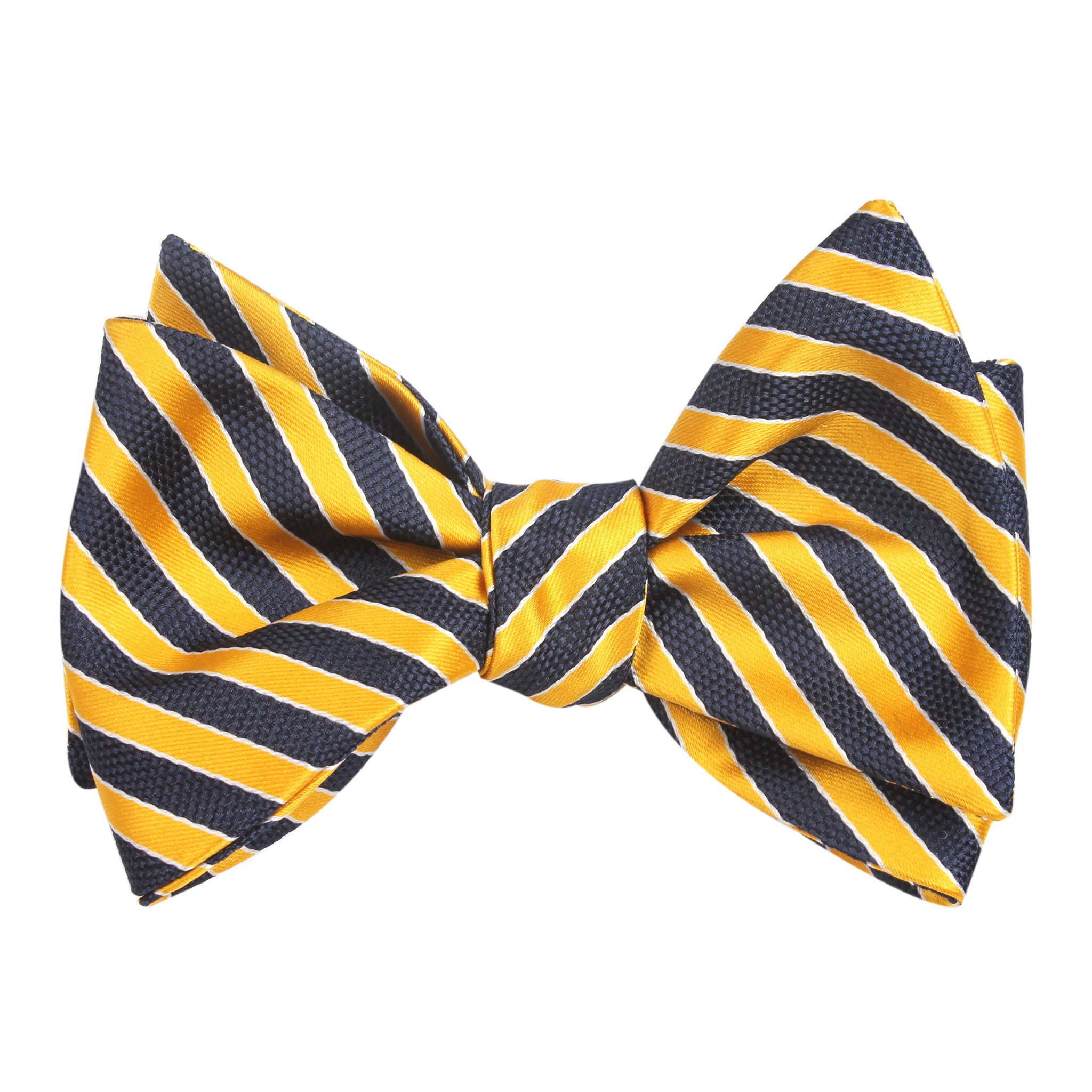 Yellow and Navy Blue Diagonal - Bow Tie (Untied)