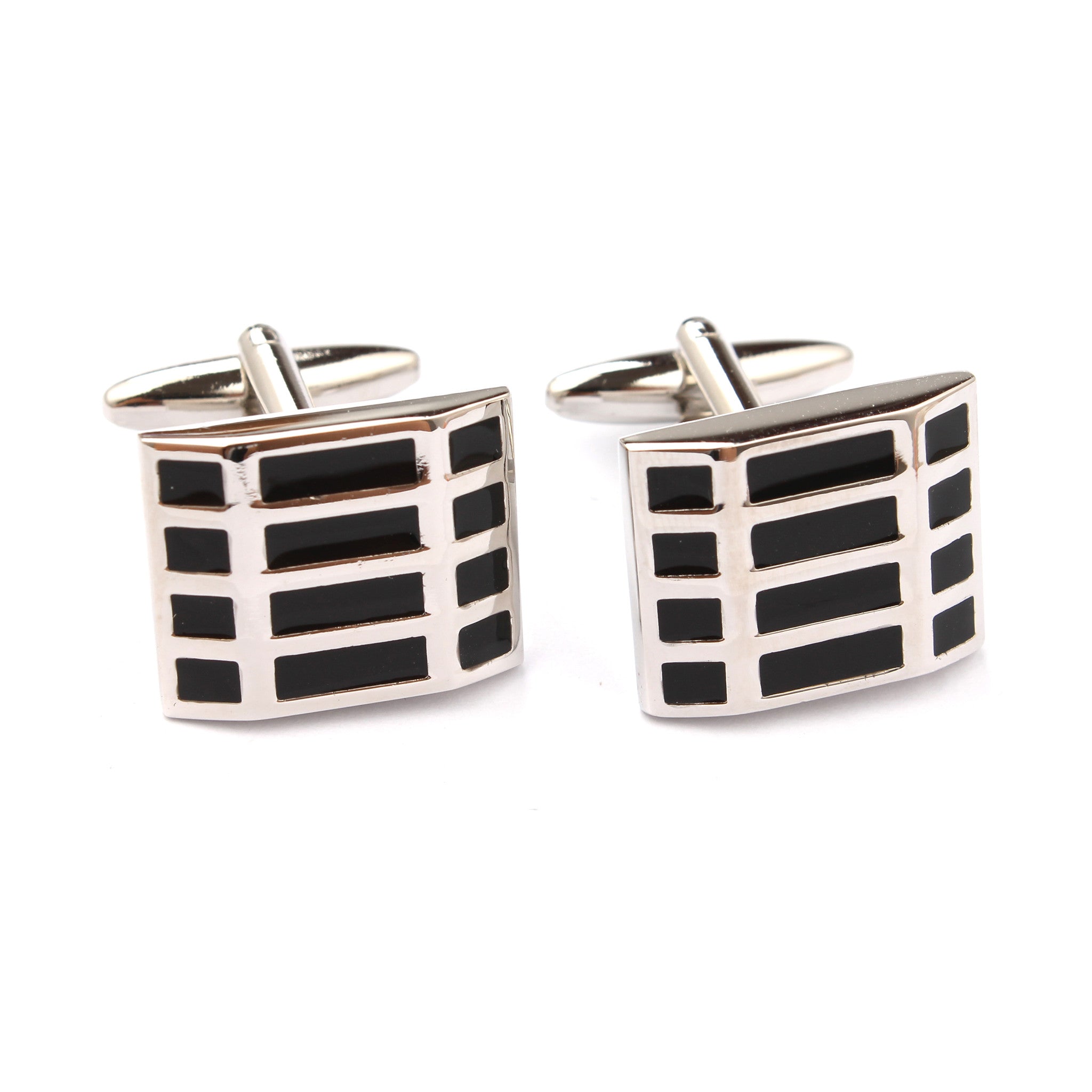 Black and Silver Rectangle Cufflinks