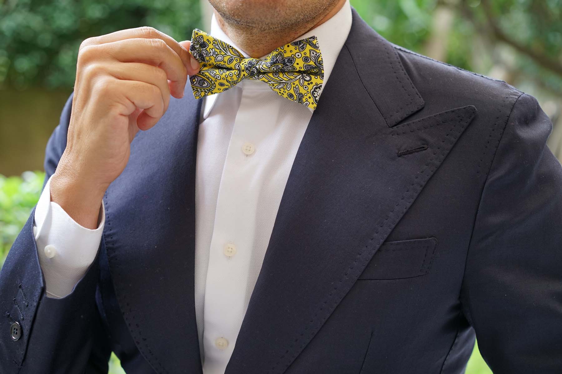 Cyrus Yellow Paisley Bow Tie