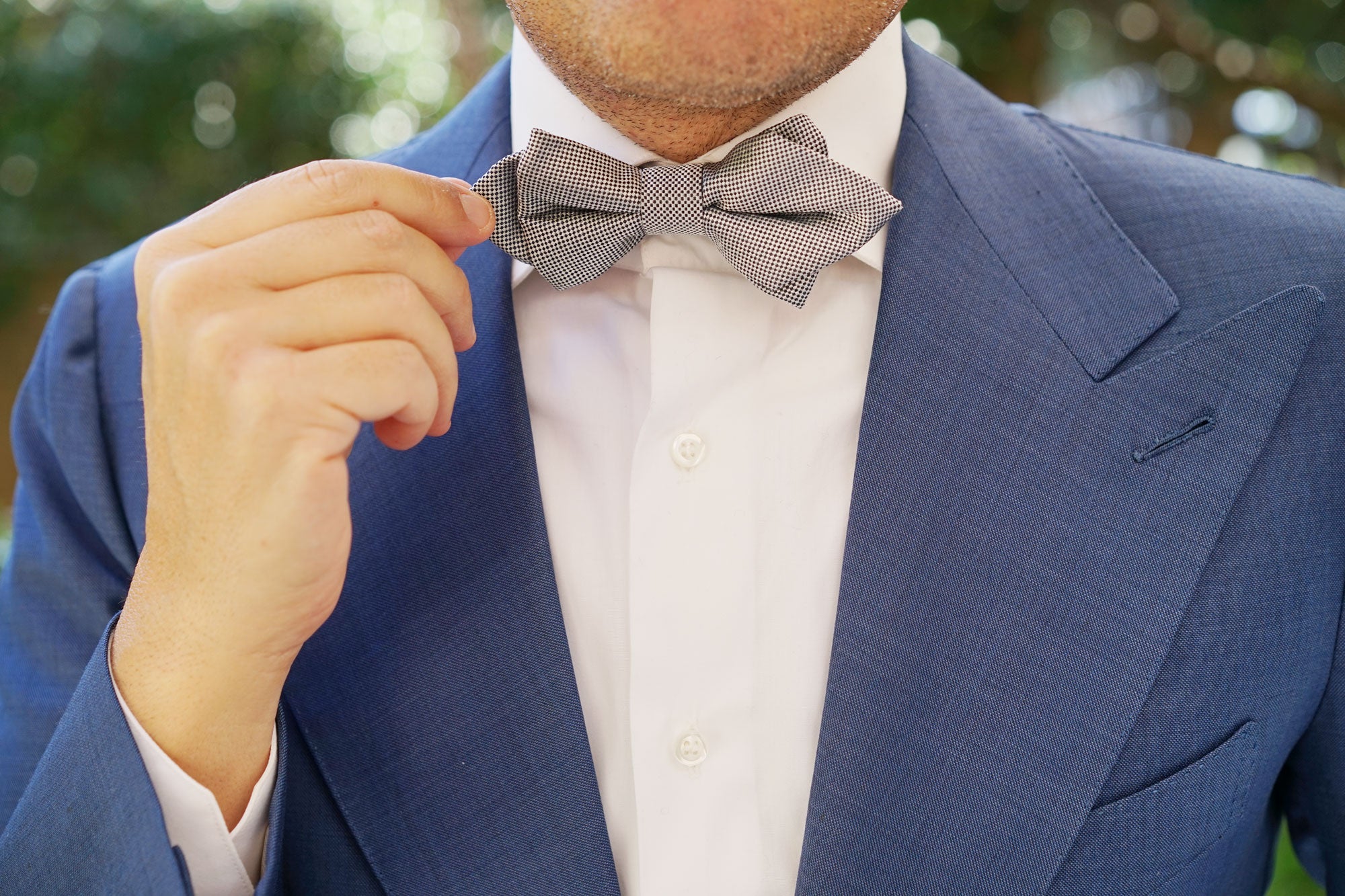 Black Micro Dot Diamond Bow Tie