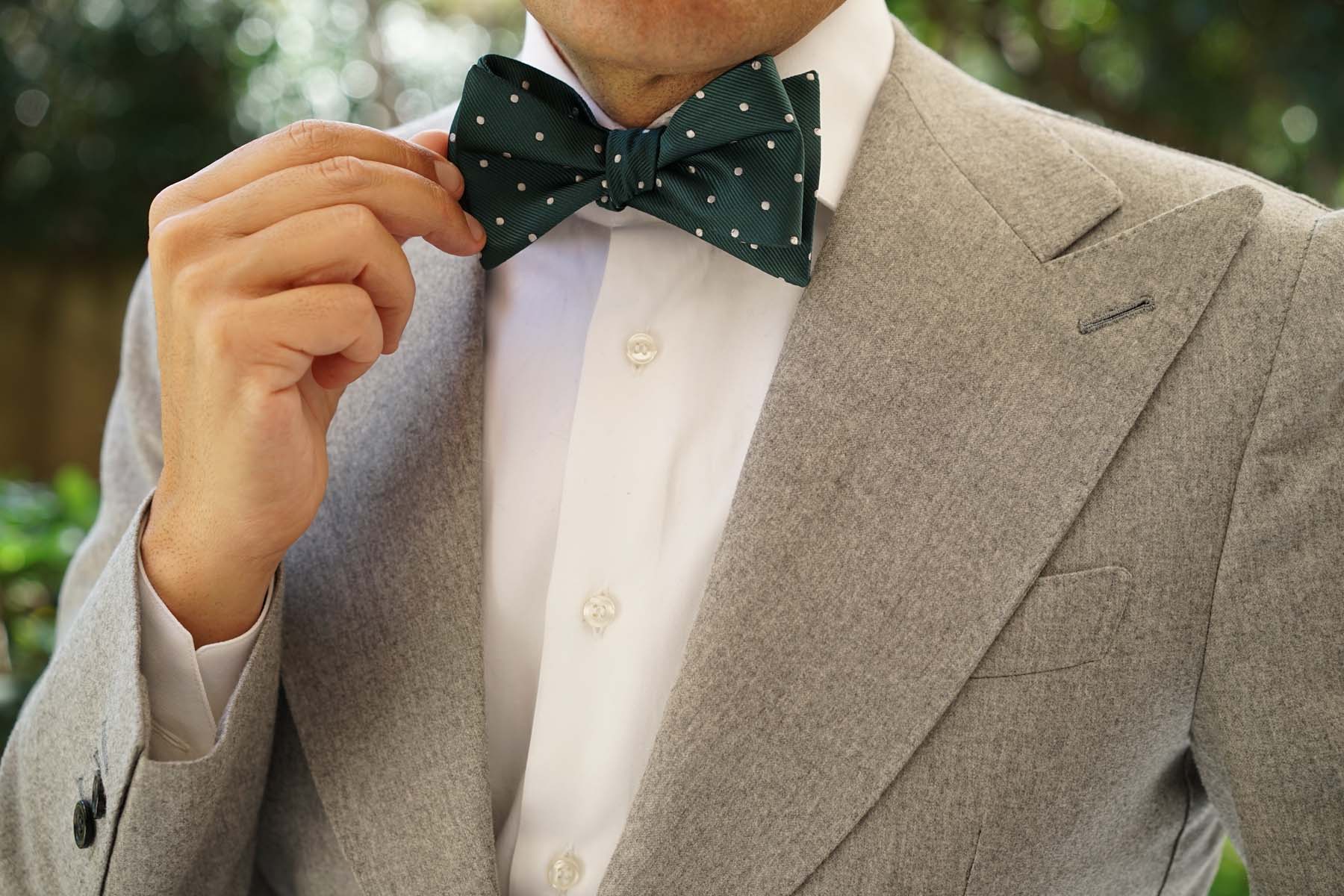 Forest Green Polka Self Bow Tie