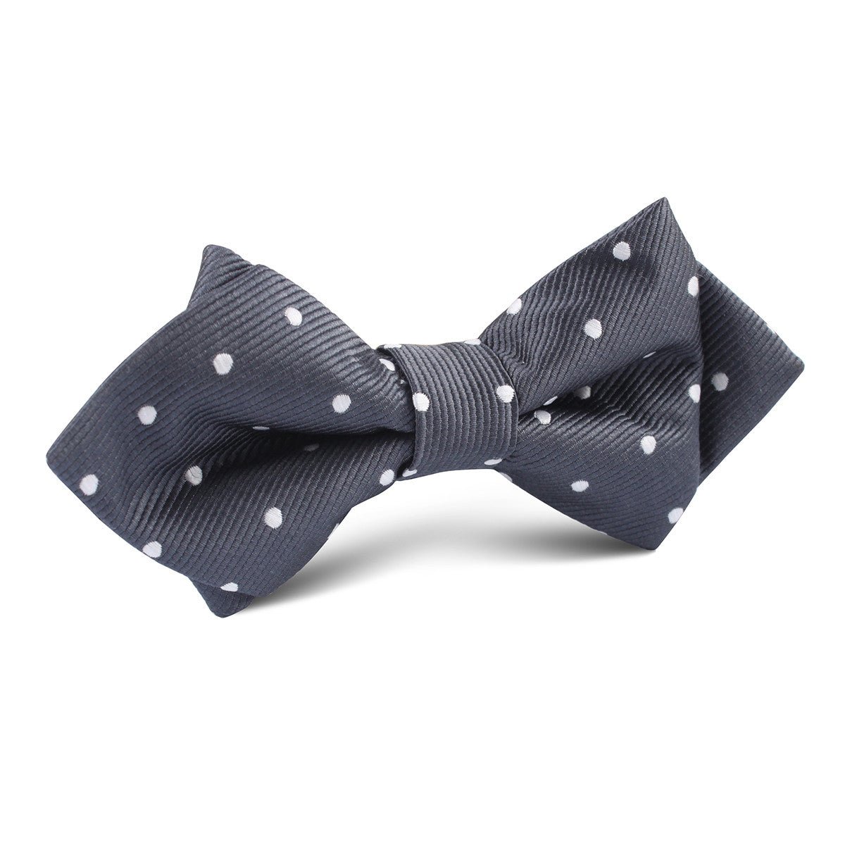 Charcoal Grey with White Polka Dots Diamond Bow Tie