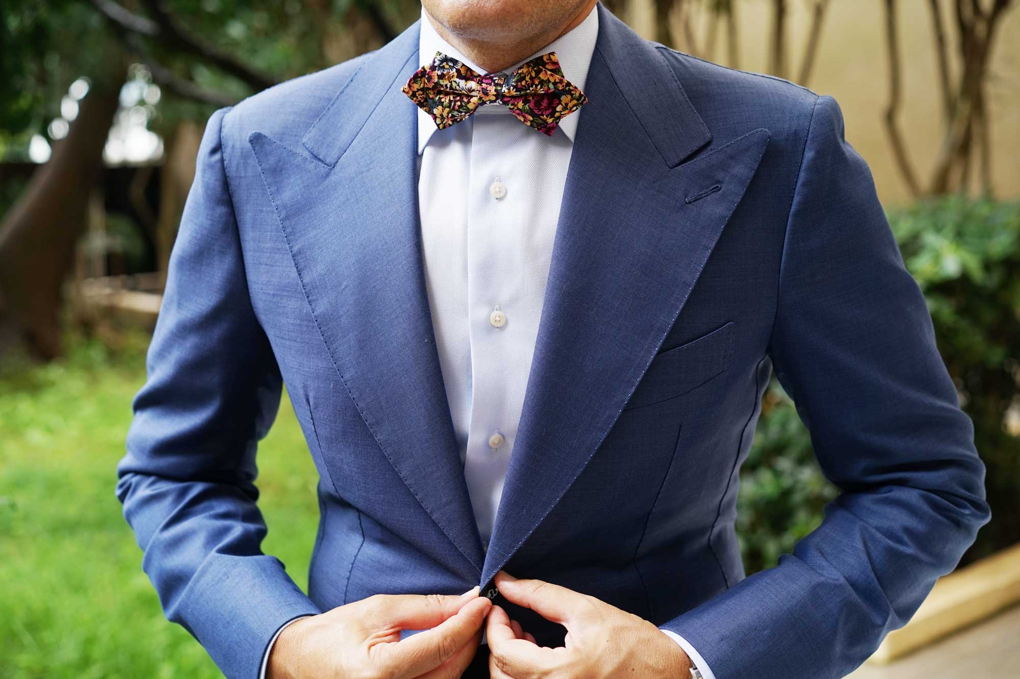 Orange Flowering Maple Diamond Bow Tie