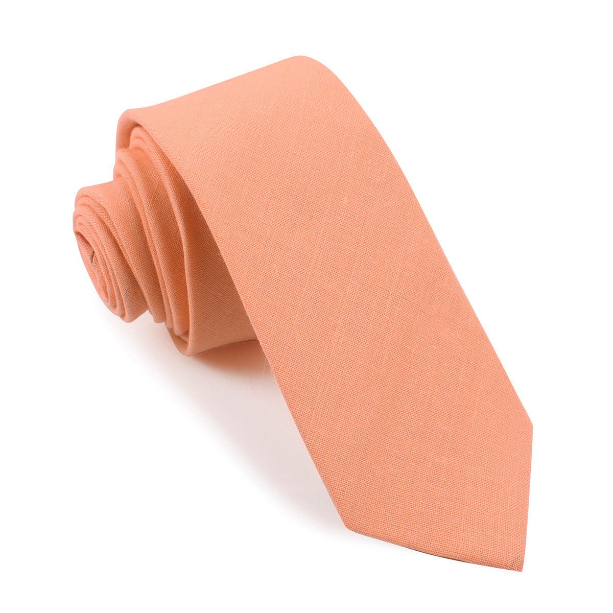 Apricot Peach Slub Linen Skinny Tie